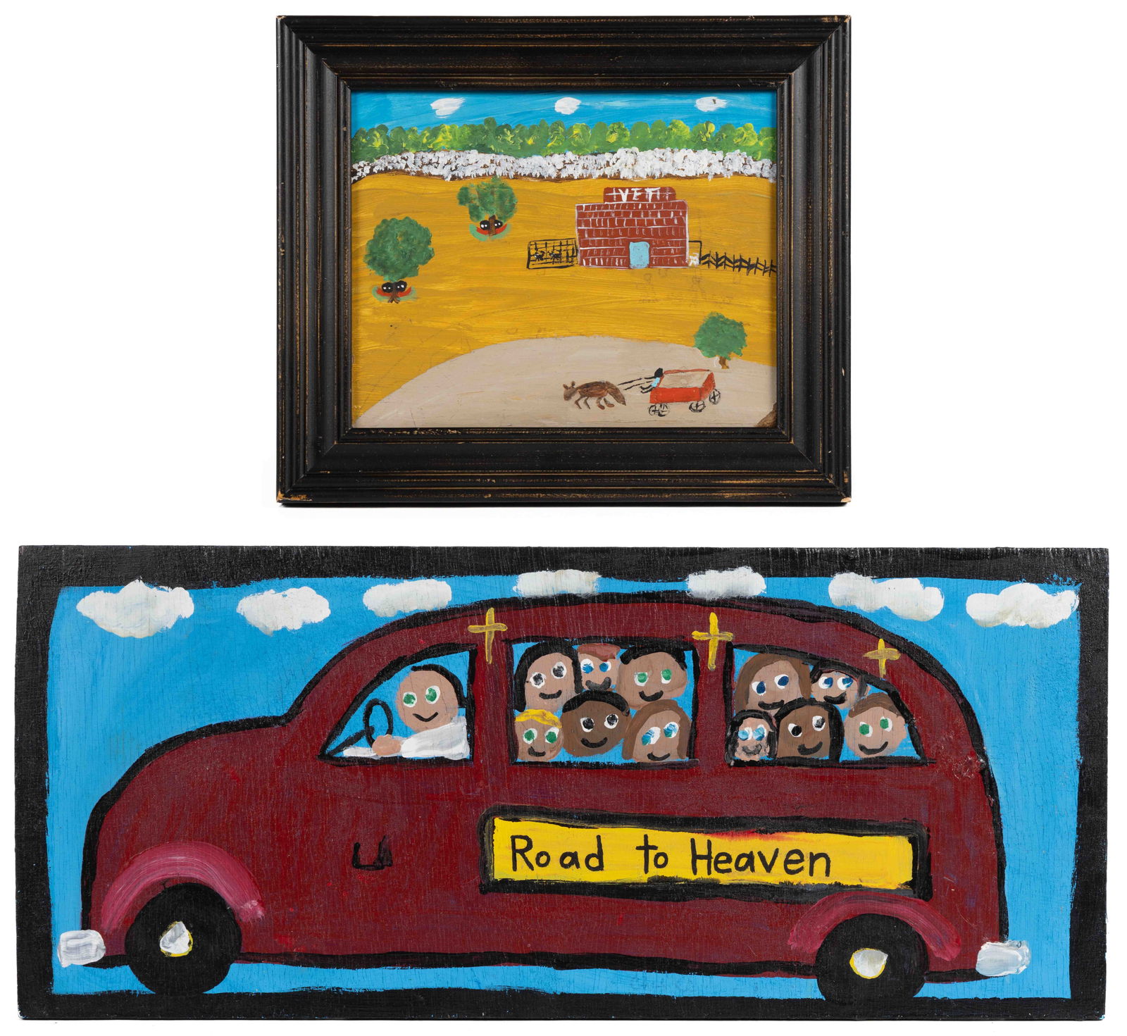 AMERICAN, POSSIBLY GULLAH, SOUTH CAROLINA OUTSIDER ART PAINTINGS, LOT OF TWO (1 of 5)