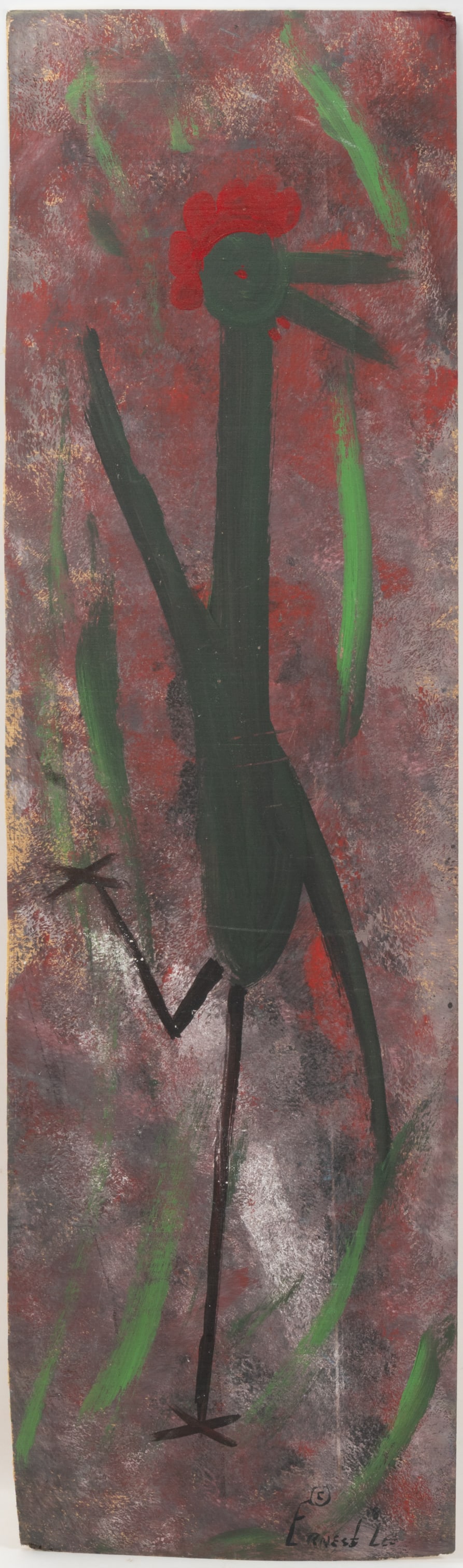 ERNEST M. LEE "THE CHICKEN MAN" (AMERICAN, ACTIVE 20TH / 21ST CENTURY) OUTSIDER ART PAINTING OF A (1 of 3)