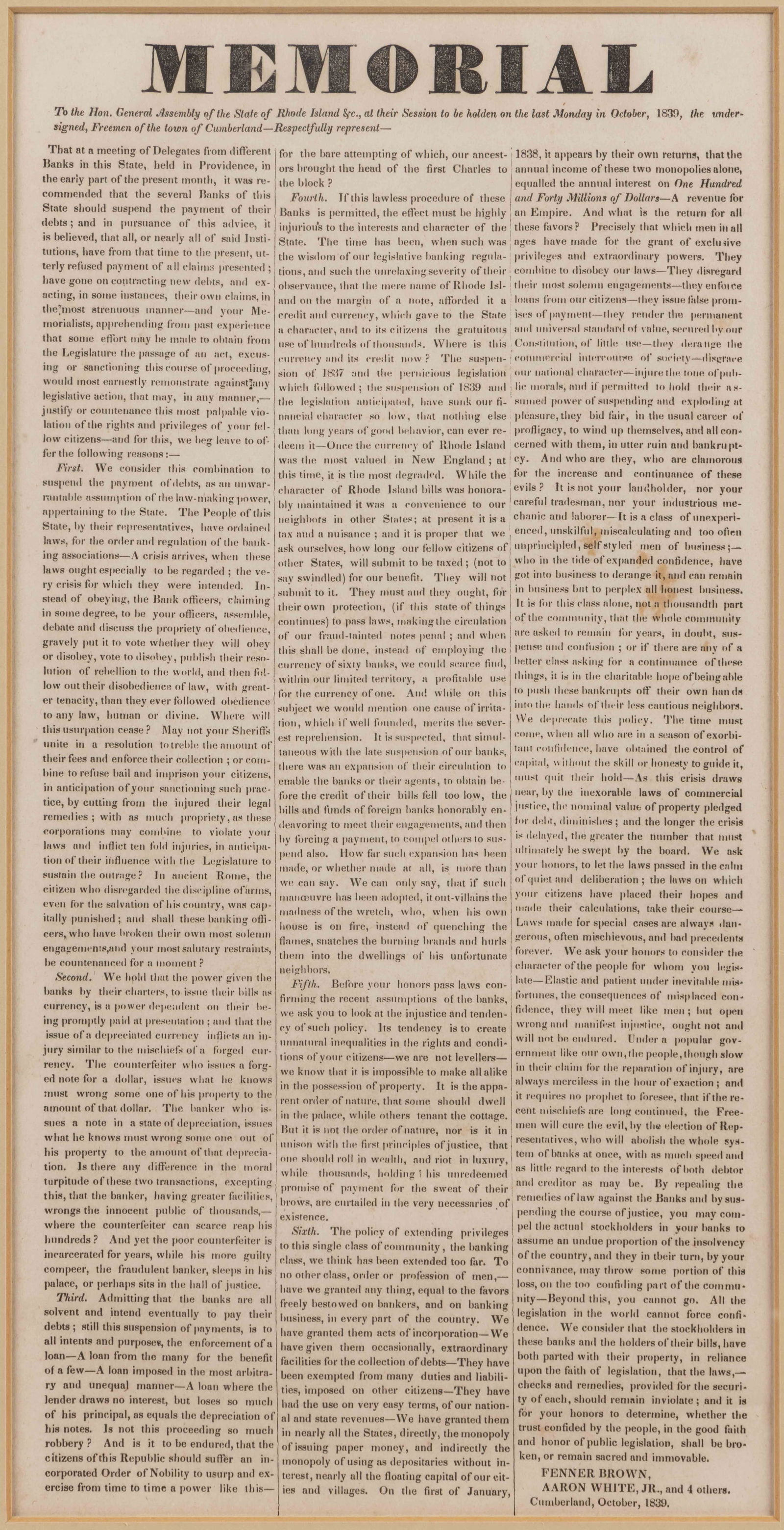AMERICAN PANIC OF 1837 HISTORICAL BANKING BROADSIDE (1 of 3)