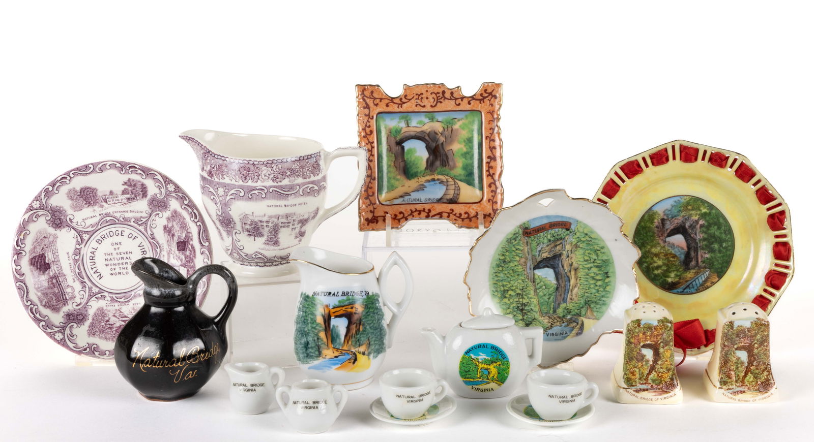 NATURAL BRIDGE, SHENANDOAH VALLEY OF VIRGINIA, CERAMIC SOUVENIR ARTICLES, LOT OF 16 PIECES (1 of 1)