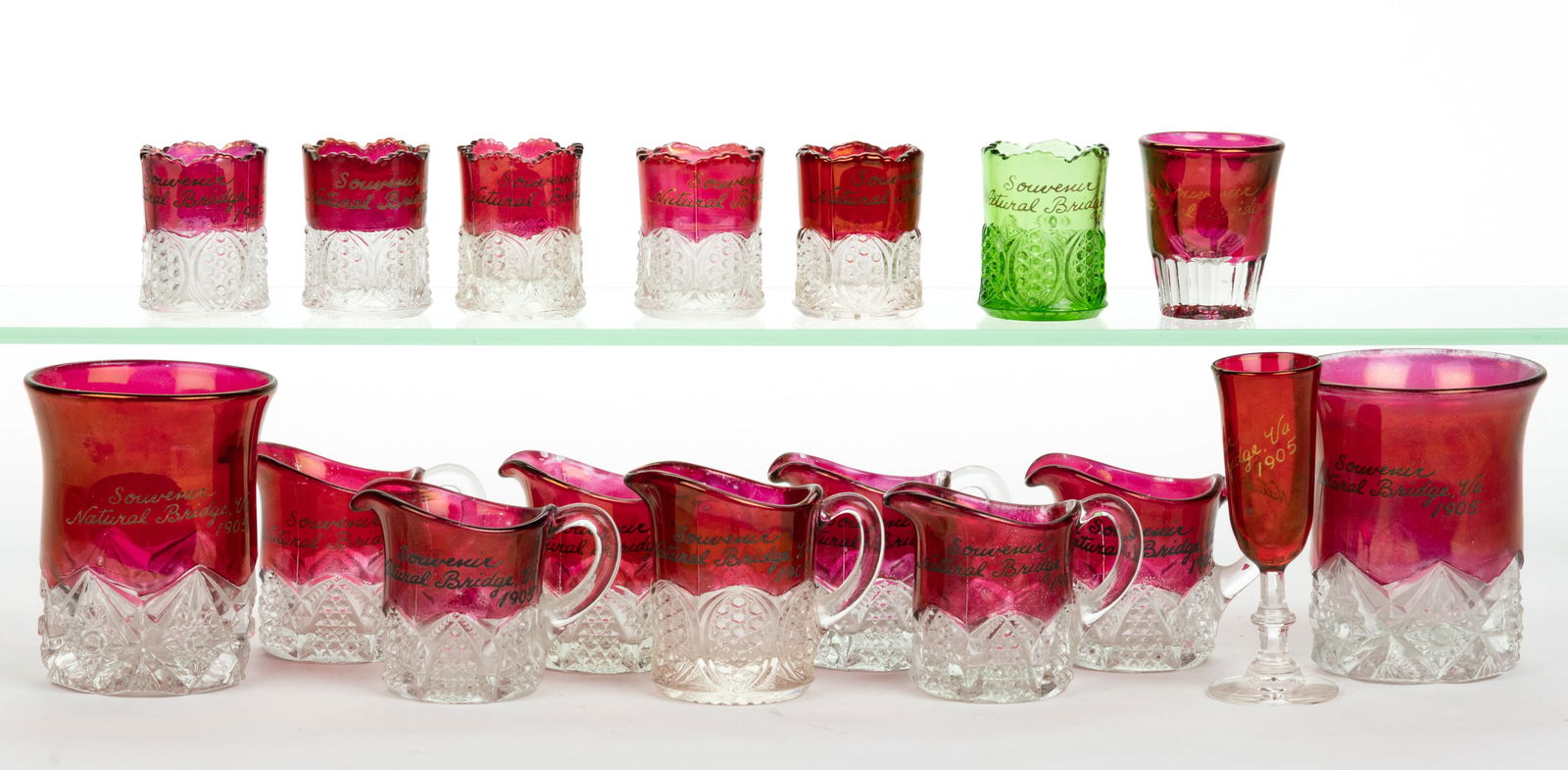 NATURAL BRIDGE, SHENANDOAH VALLEY OF VIRGINIA, GLASS SOUVENIR ARTICLES, LOT OF 17 (1 of 1)