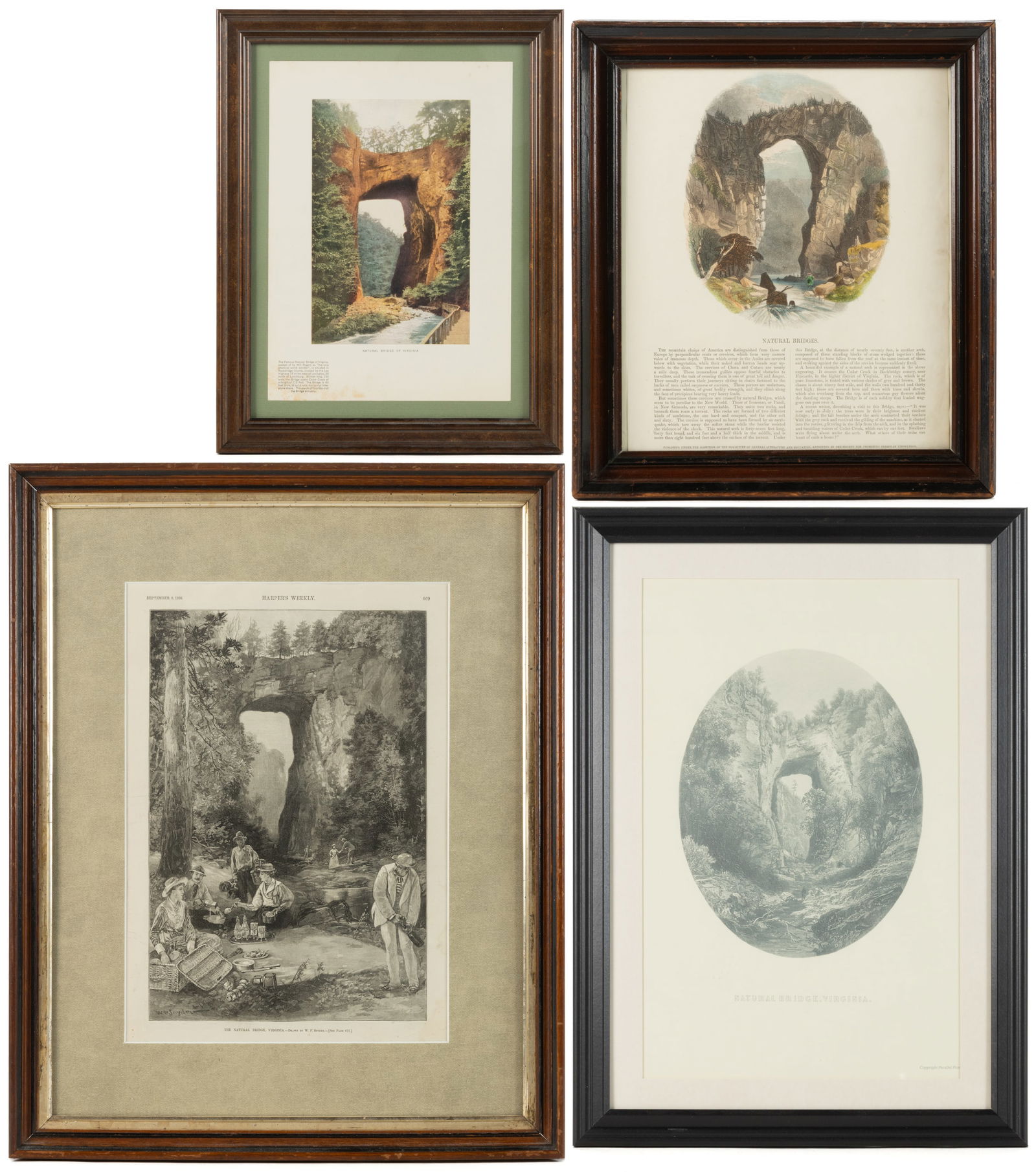NATURAL BRIDGE, SHENANDOAH VALLEY OF VIRGINIA, SCENIC LANDSCAPE PRINTS, LOT OF FOUR (1 of 10)