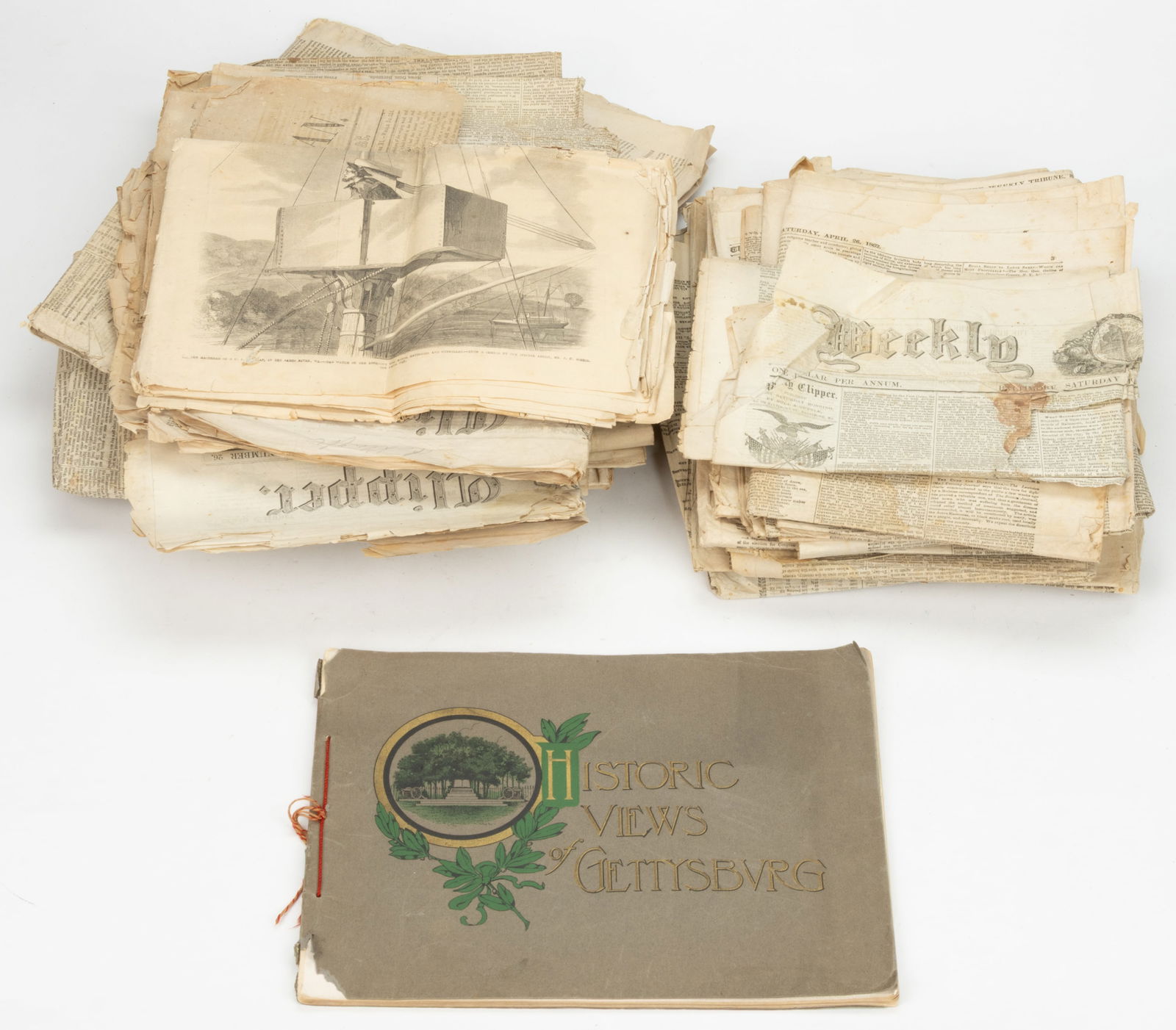 CIVIL WAR ERA NEWSPAPERS, LOT OF 44 +/- (1 of 1)