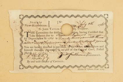 RARE NEW HAMPSHIRE DEPRECIATION COLONIAL CURRENCY / NOTE