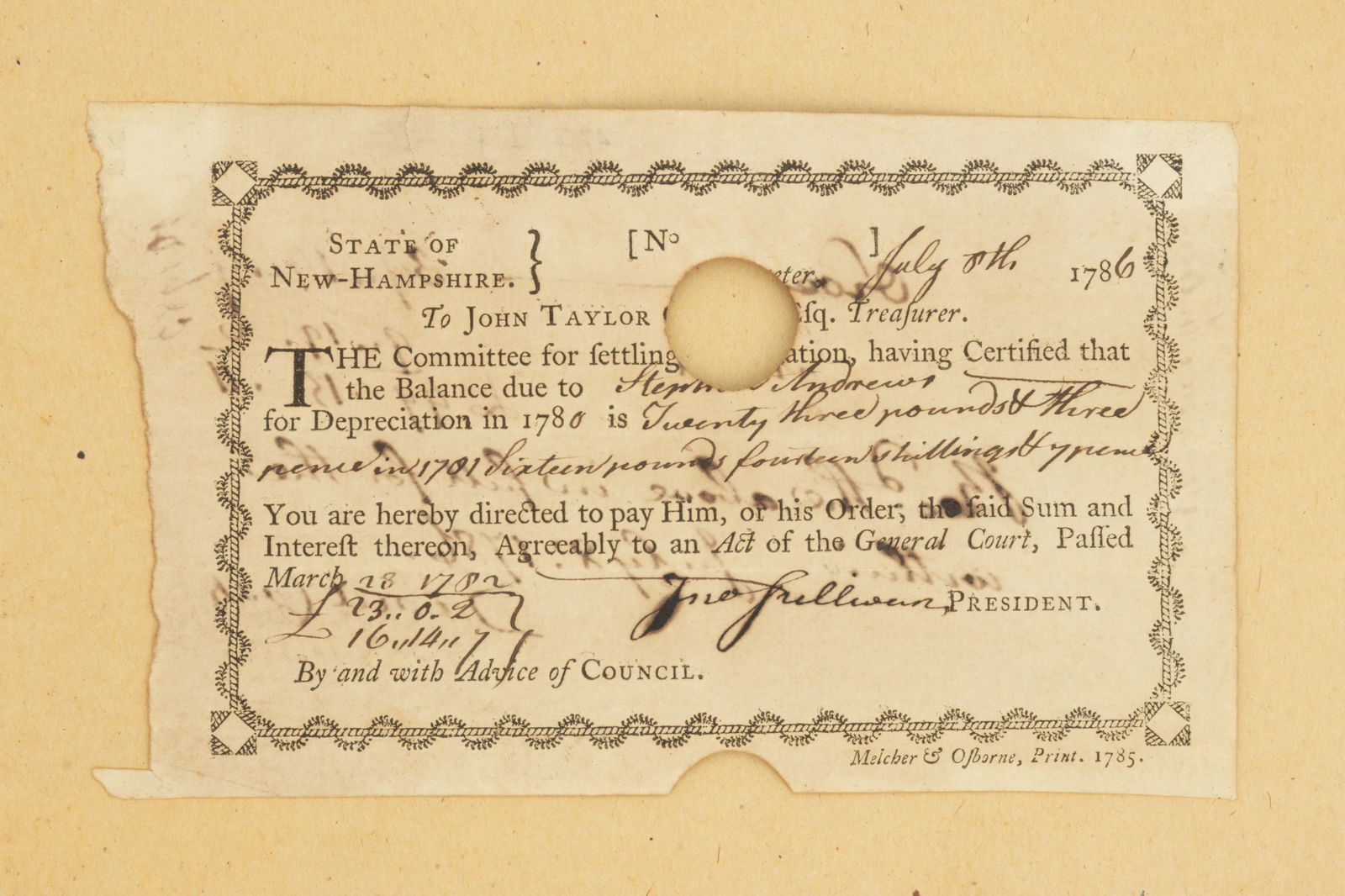 RARE NEW HAMPSHIRE DEPRECIATION COLONIAL CURRENCY / NOTE (1 of 4)