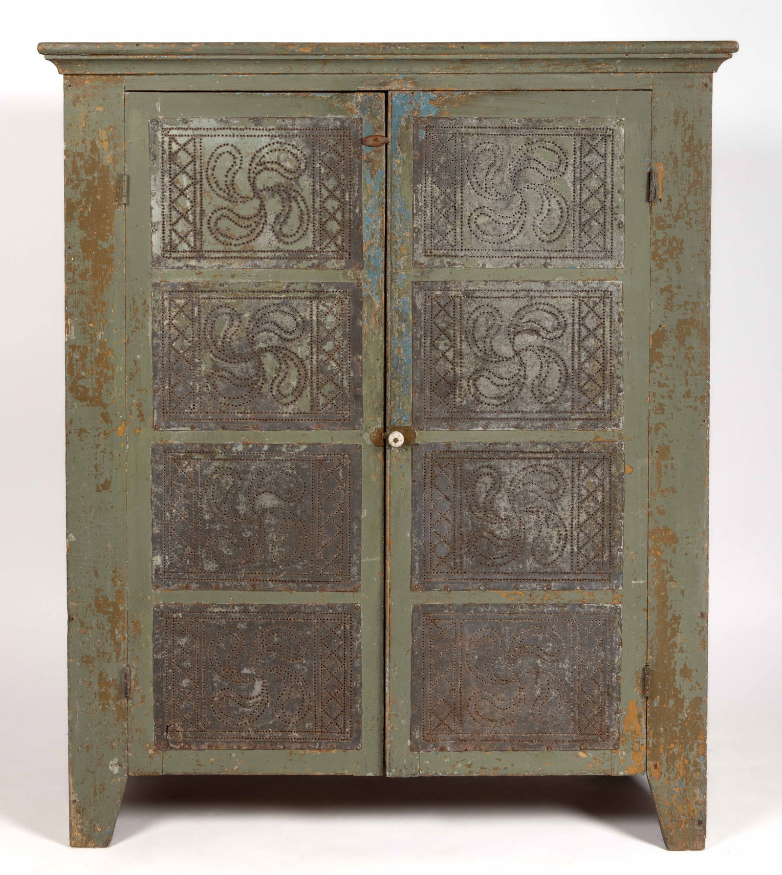 PENNSYLVANIA PAINTED PINE AND POPLAR PUNCHED-TIN-PANELED FOOD / PIE SAFE (1 of 6)