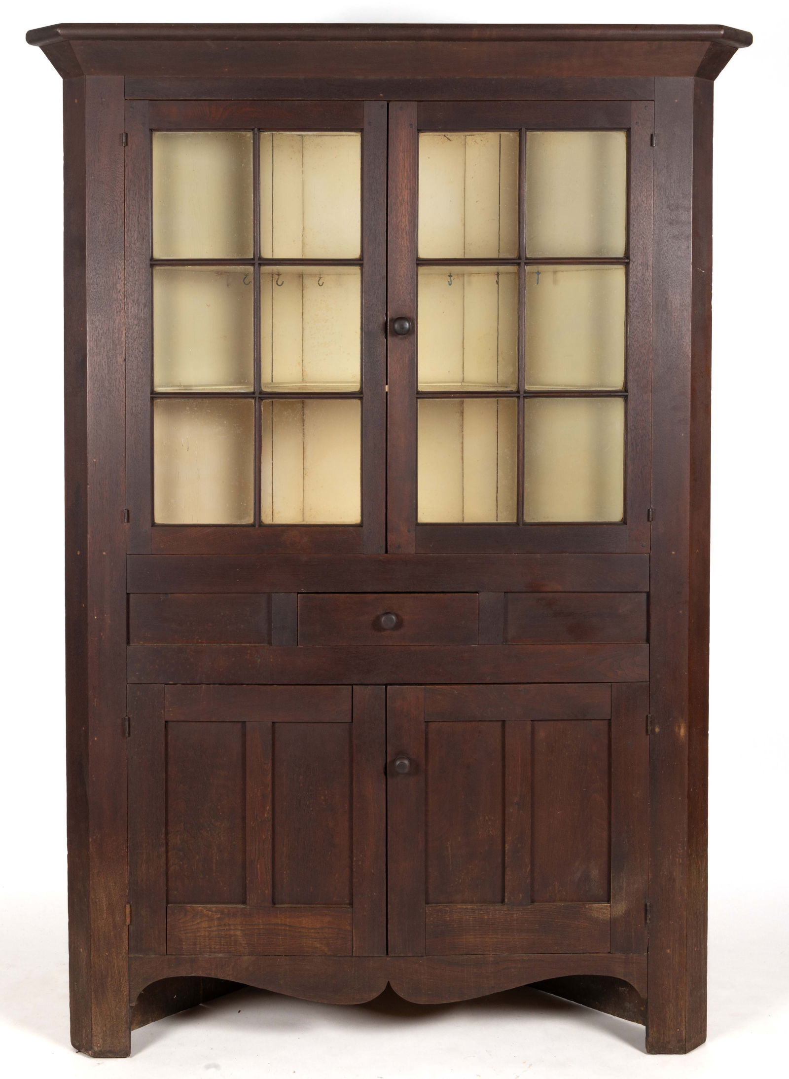 MID-ATLANTIC WALNUT CORNER CUPBOARD (1 of 3)
