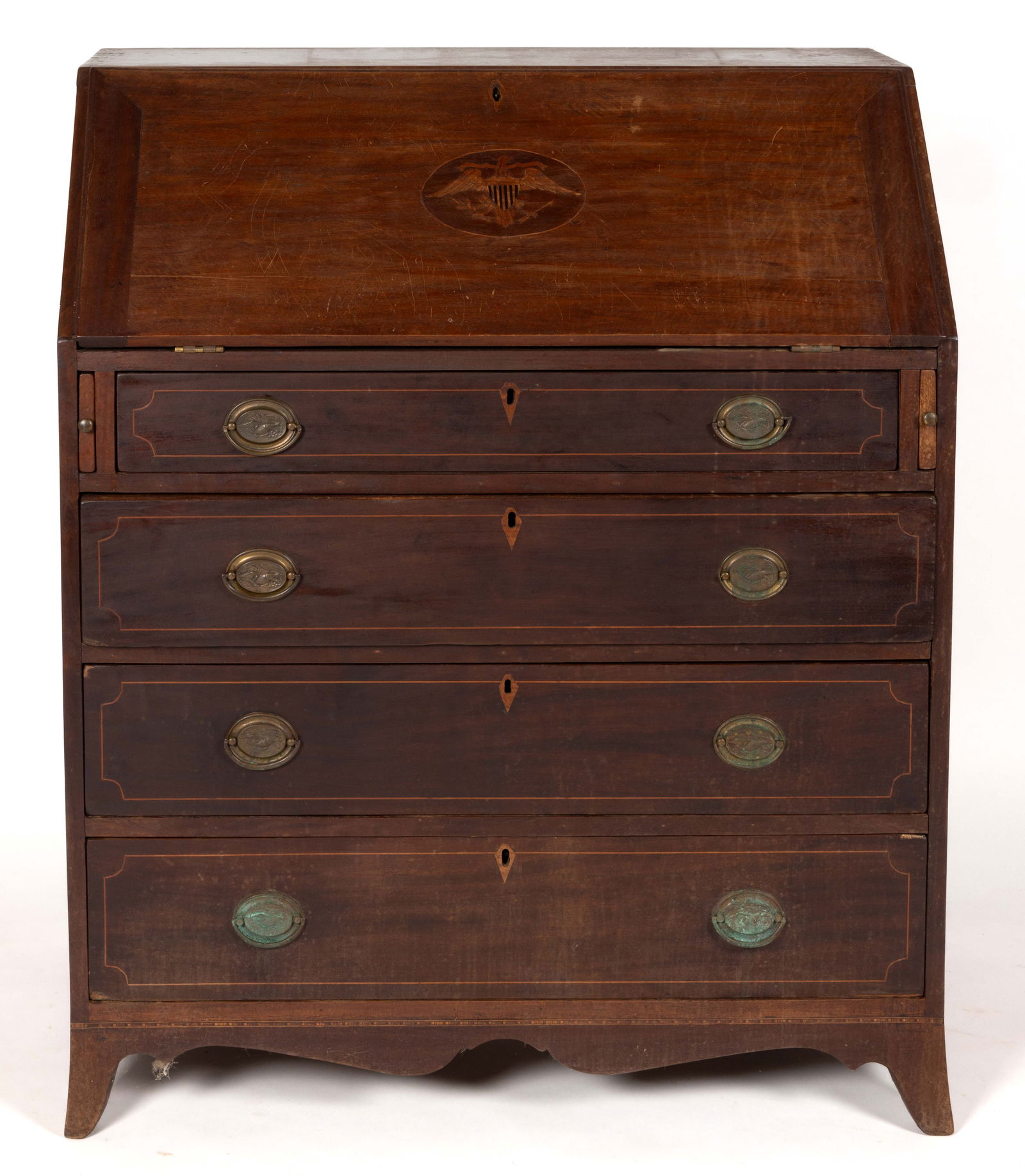 MID-ATLANTIC FEDERAL INLAID MAHOGANY SLANT-FRONT DESK (1 of 9)