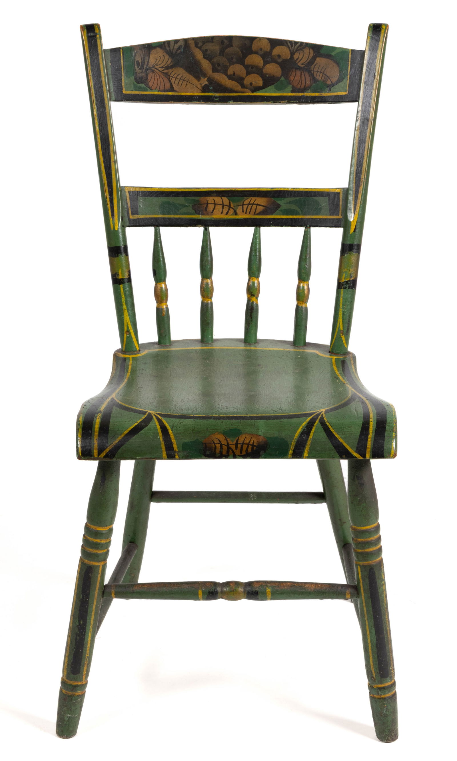 PENNSYLVANIA PAINT-DECORATED PLANK SEAT SIDE CHAIR (1 of 4)