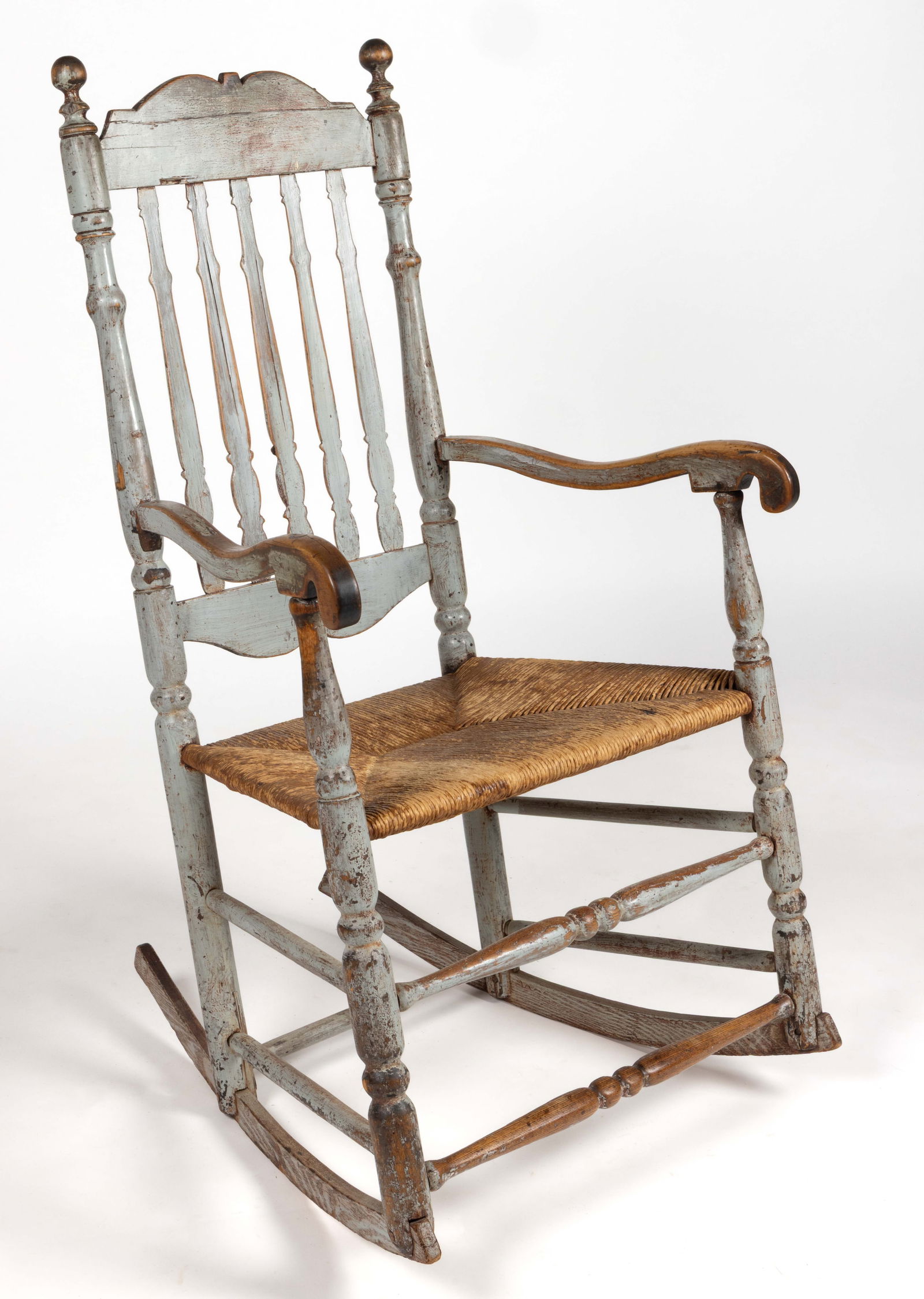 NEW ENGLAND PAINTED BANISTER-BACK ROCKING CHAIR / ROCKER (1 of 4)