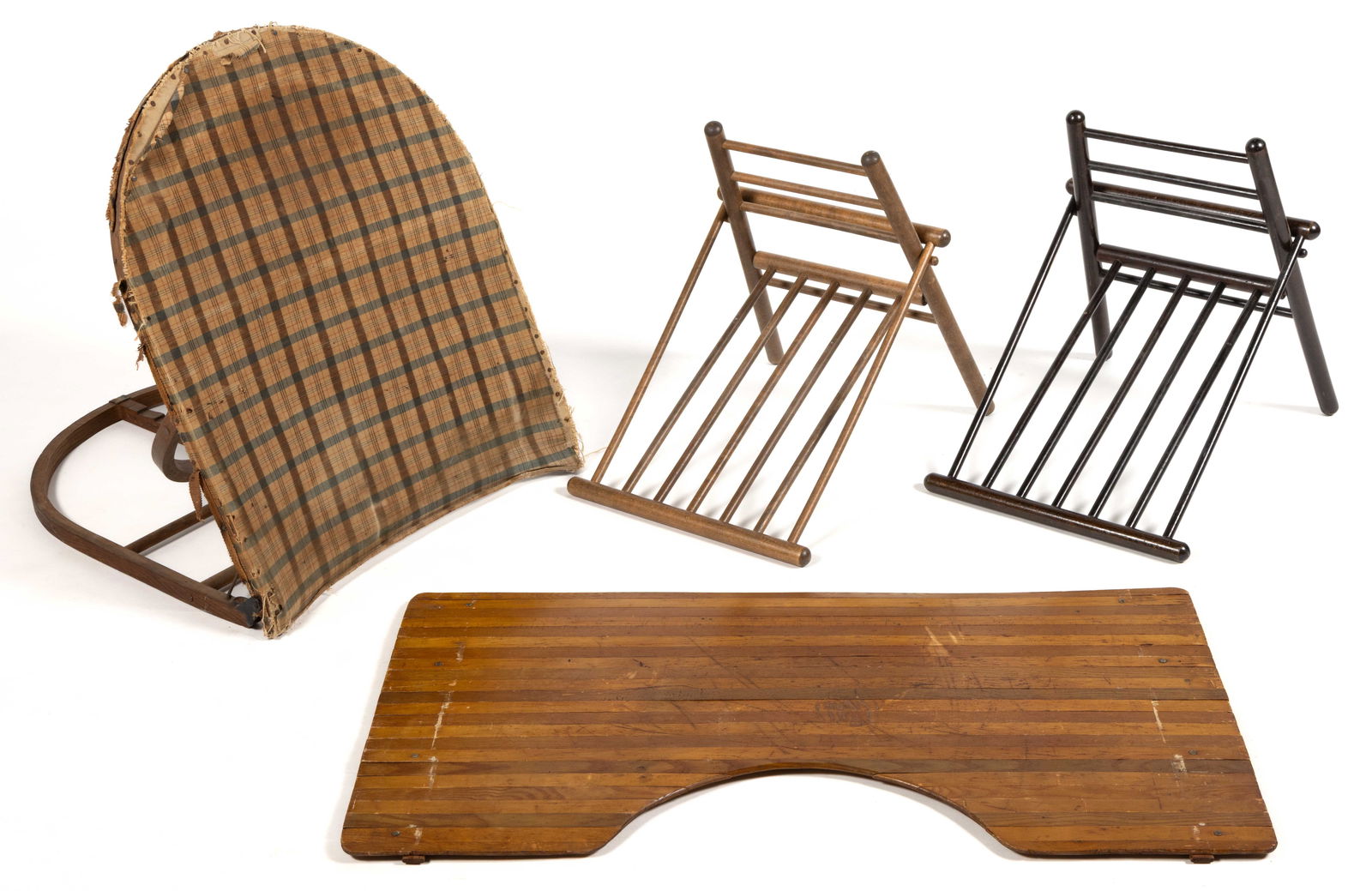 SHAKER AND OTHER DOMESTIC / SEATING ARTICLES, LOT OF FOUR (1 of 2)