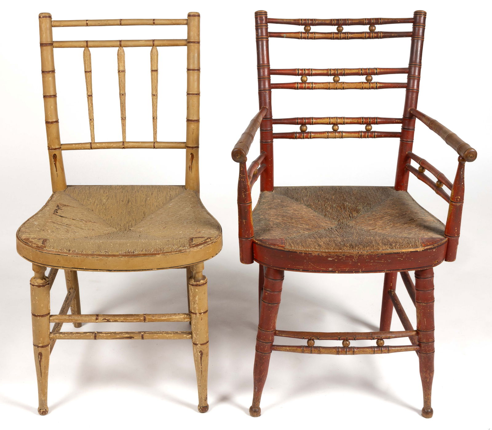 NEW YORK / NEW ENGLAND PAINT-DECORATED WINDSOR CHAIRS, LOT OF TWO (1 of 4)