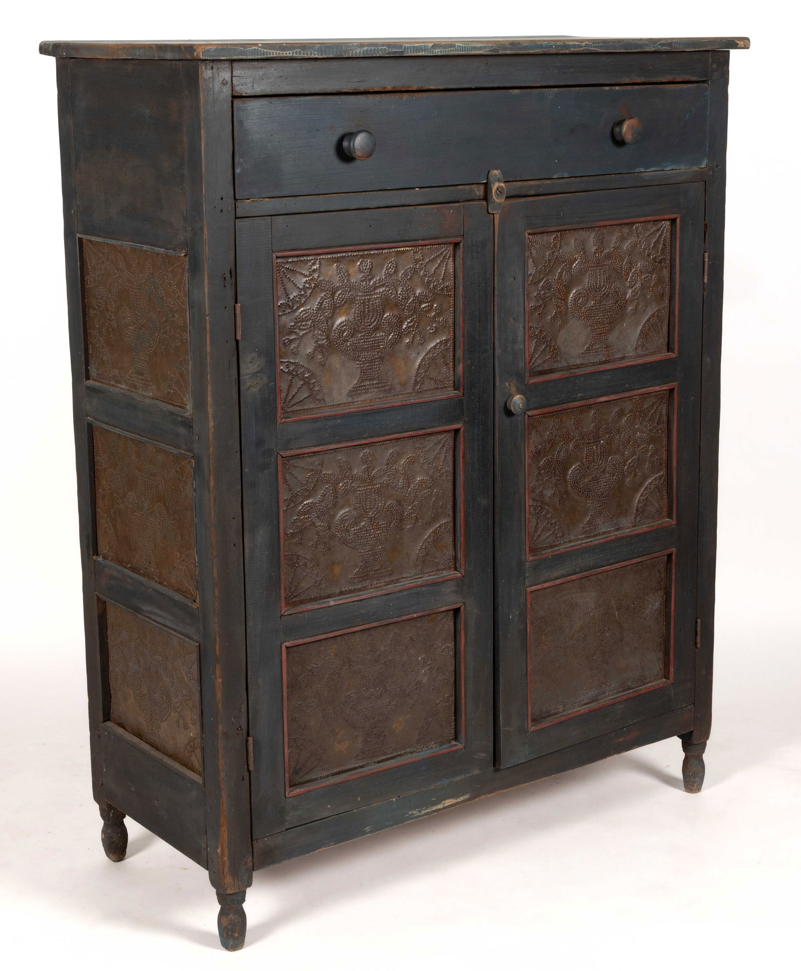 AMERICAN PAINTED POPLAR PUNCHED-TIN-PANELED FOOD / PIE SAFE (1 of 7)