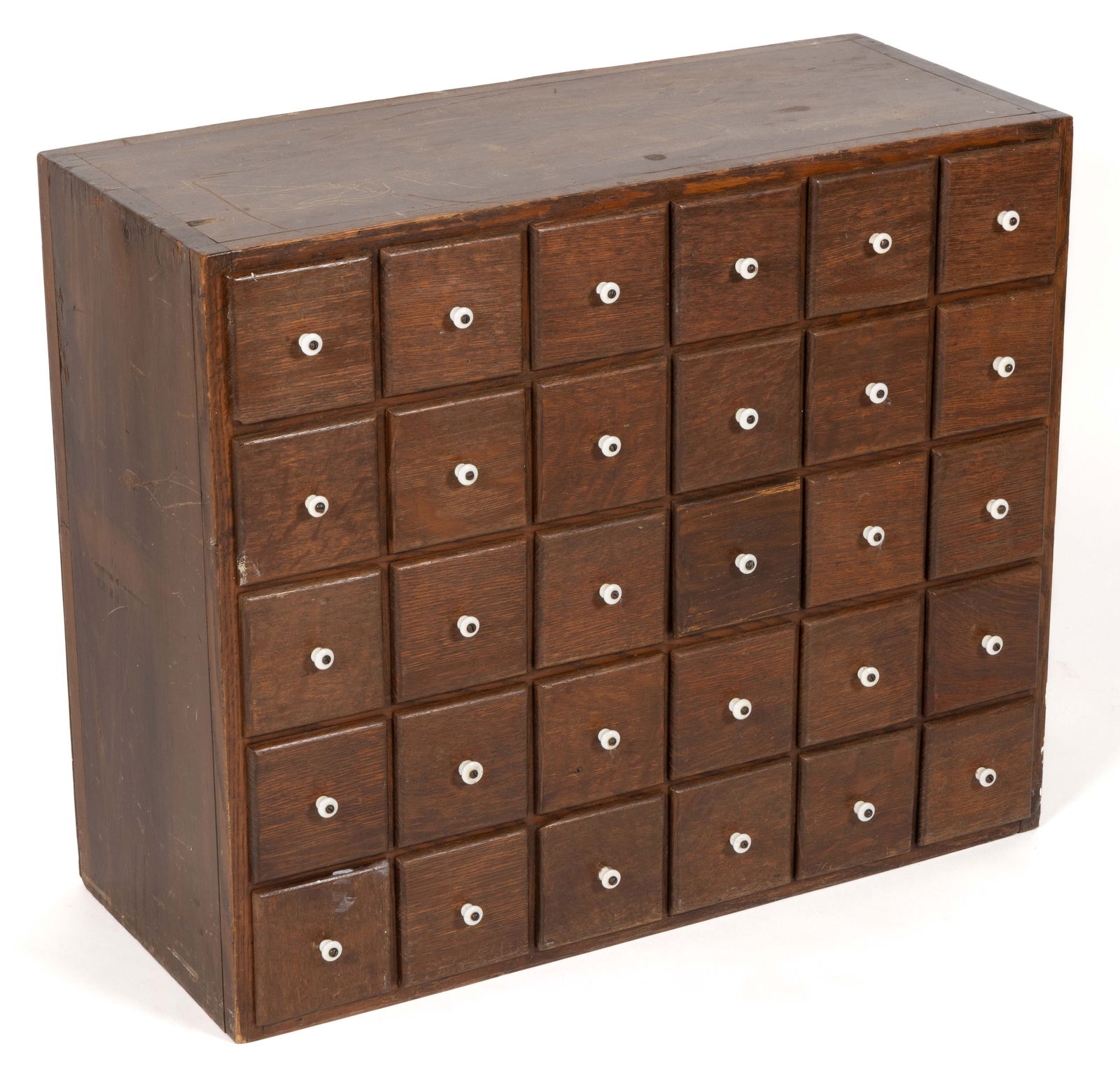 AMERICAN DIMINUTIVE OAK AND POPLAR APOTHECARY CABINET (1 of 5)