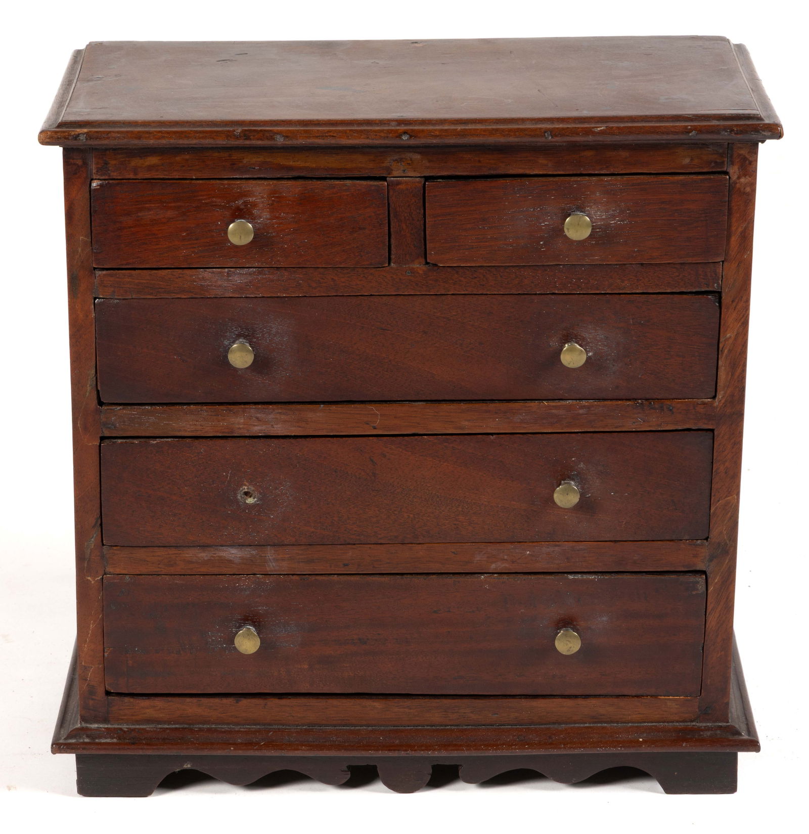AMERICAN OR BRITISH WALNUT MINIATURE CHEST OF DRAWERS (1 of 6)