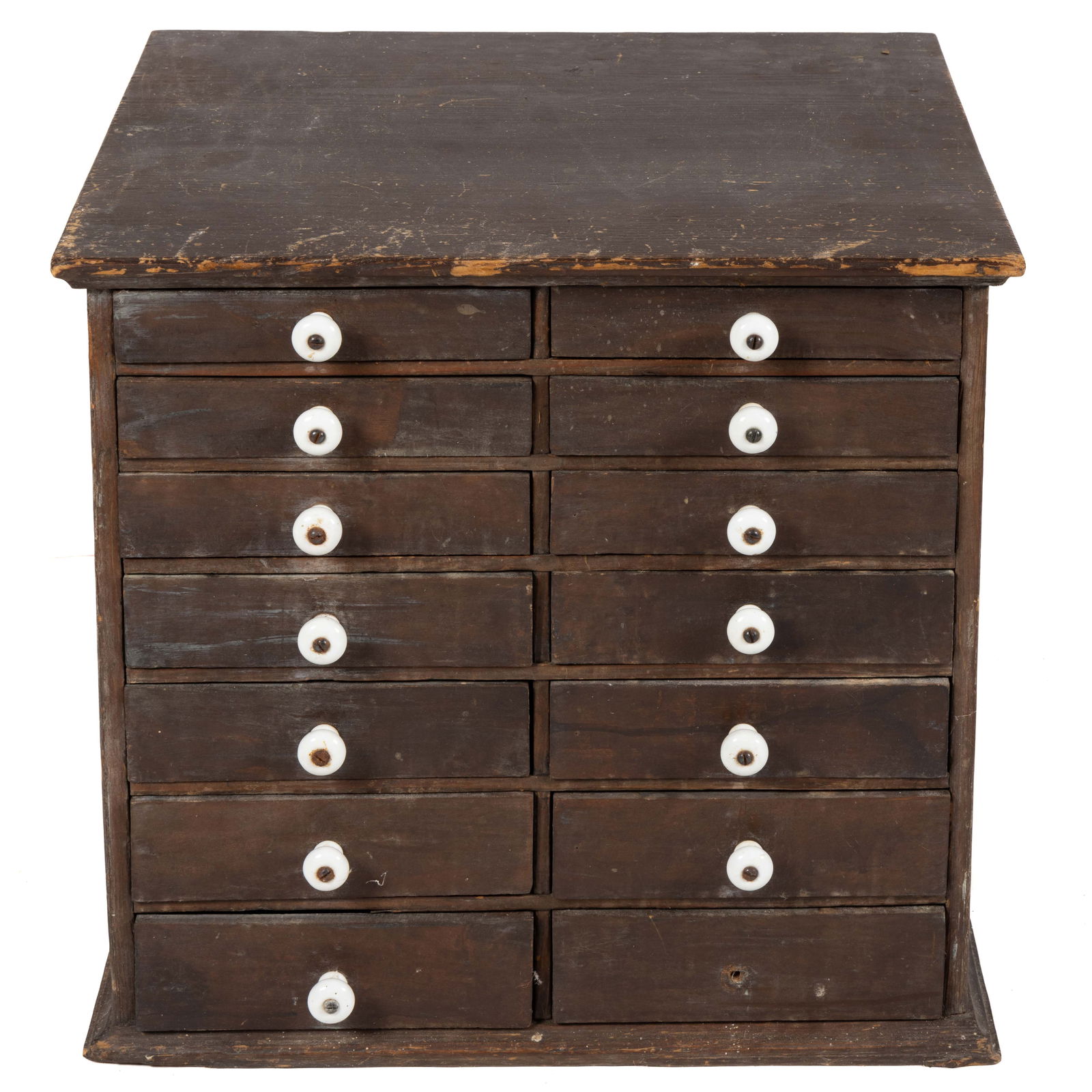 AMERICAN PAINTED PINE TABLE-TOP WATCHMAKER'S / APOTHECARY CUPBOARD (1 of 6)