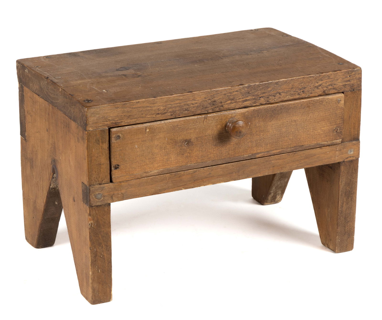 AMERICAN PINE FOOT STOOL WITH DRAWER (1 of 3)
