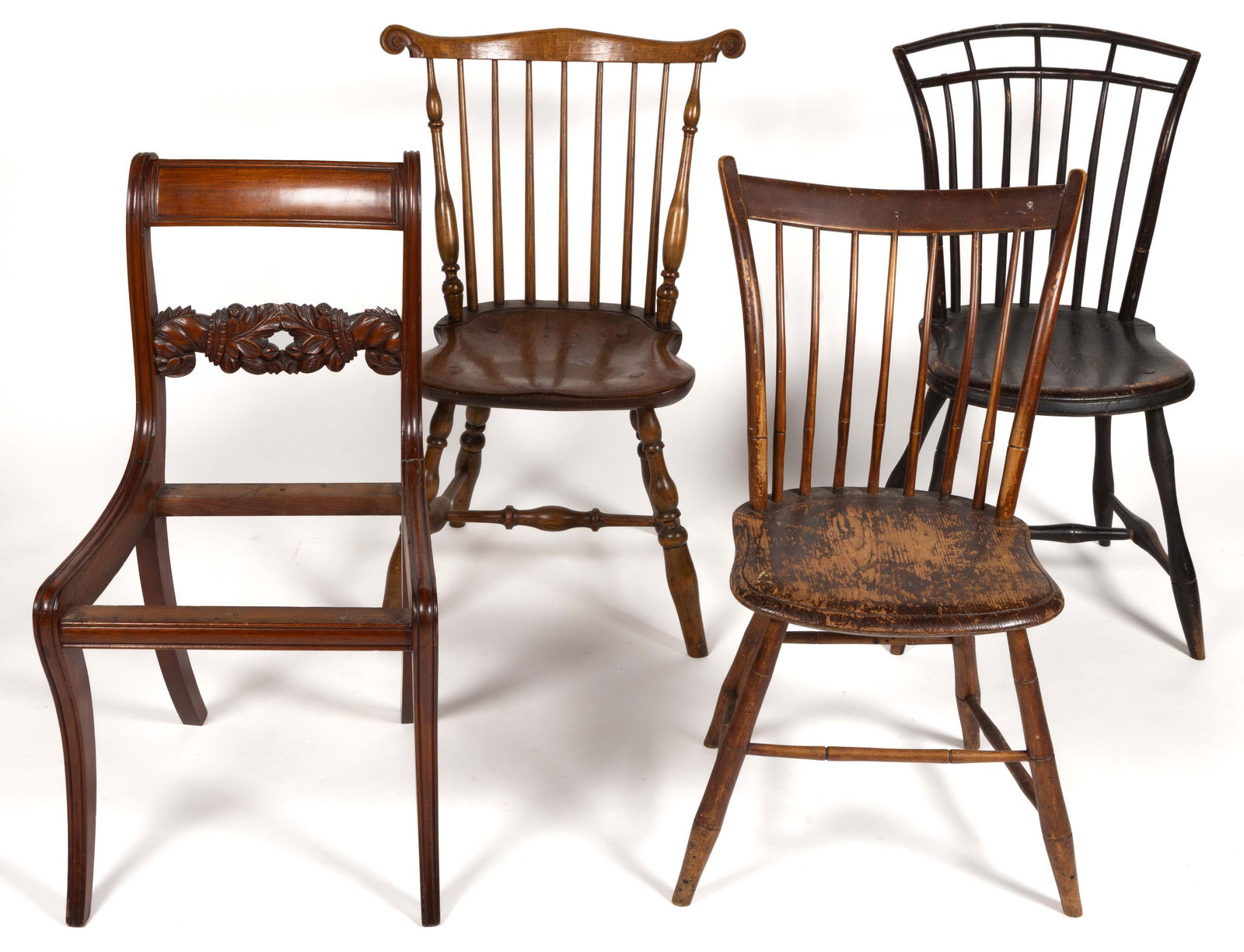 ASSORTED AMERICAN WINDSOR AND CLASSICAL SIDE CHAIRS, LOT OF FOUR (1 of 7)