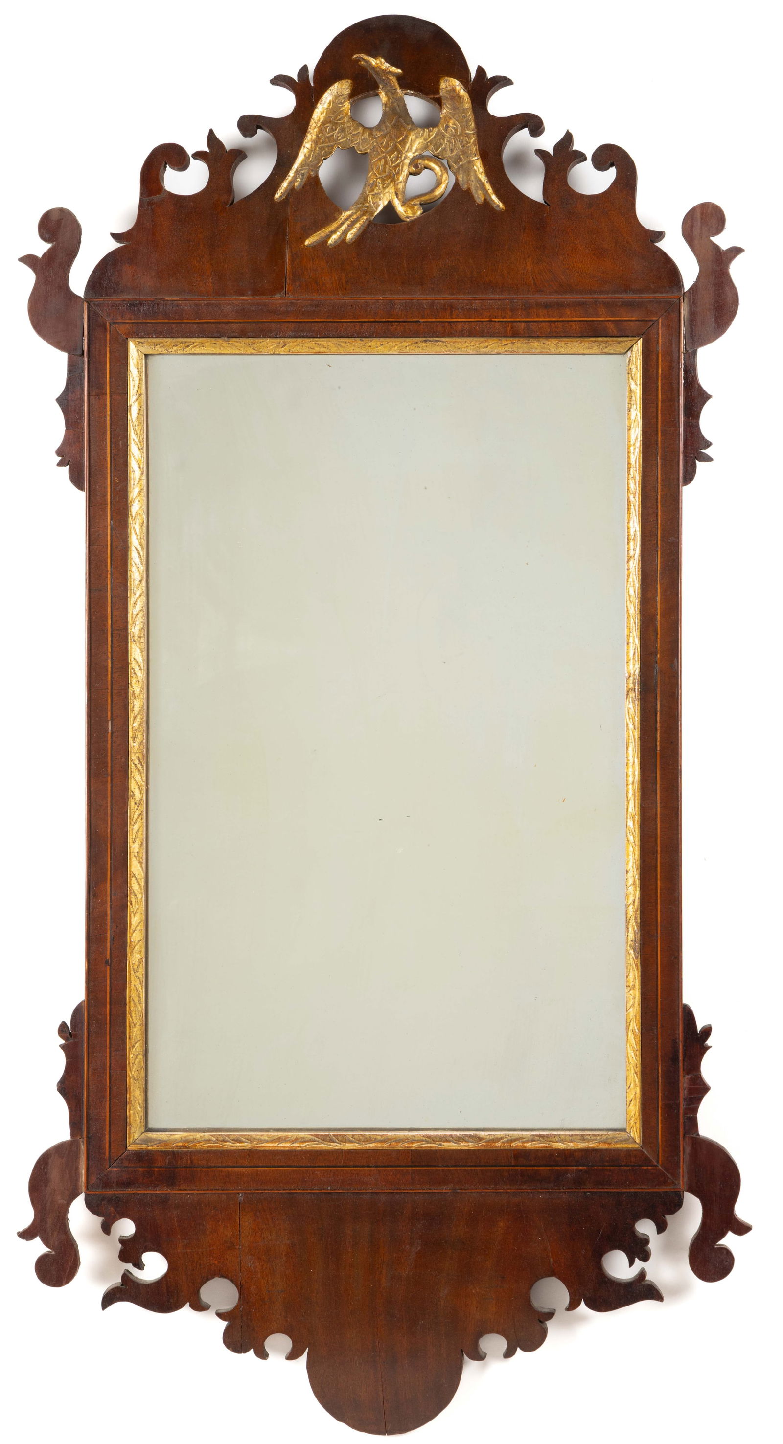 BRITISH GEORGE III / AMERICAN CHIPPENDALE MAHOGANY LOOKING GLASS / WALL MIRROR (1 of 4)
