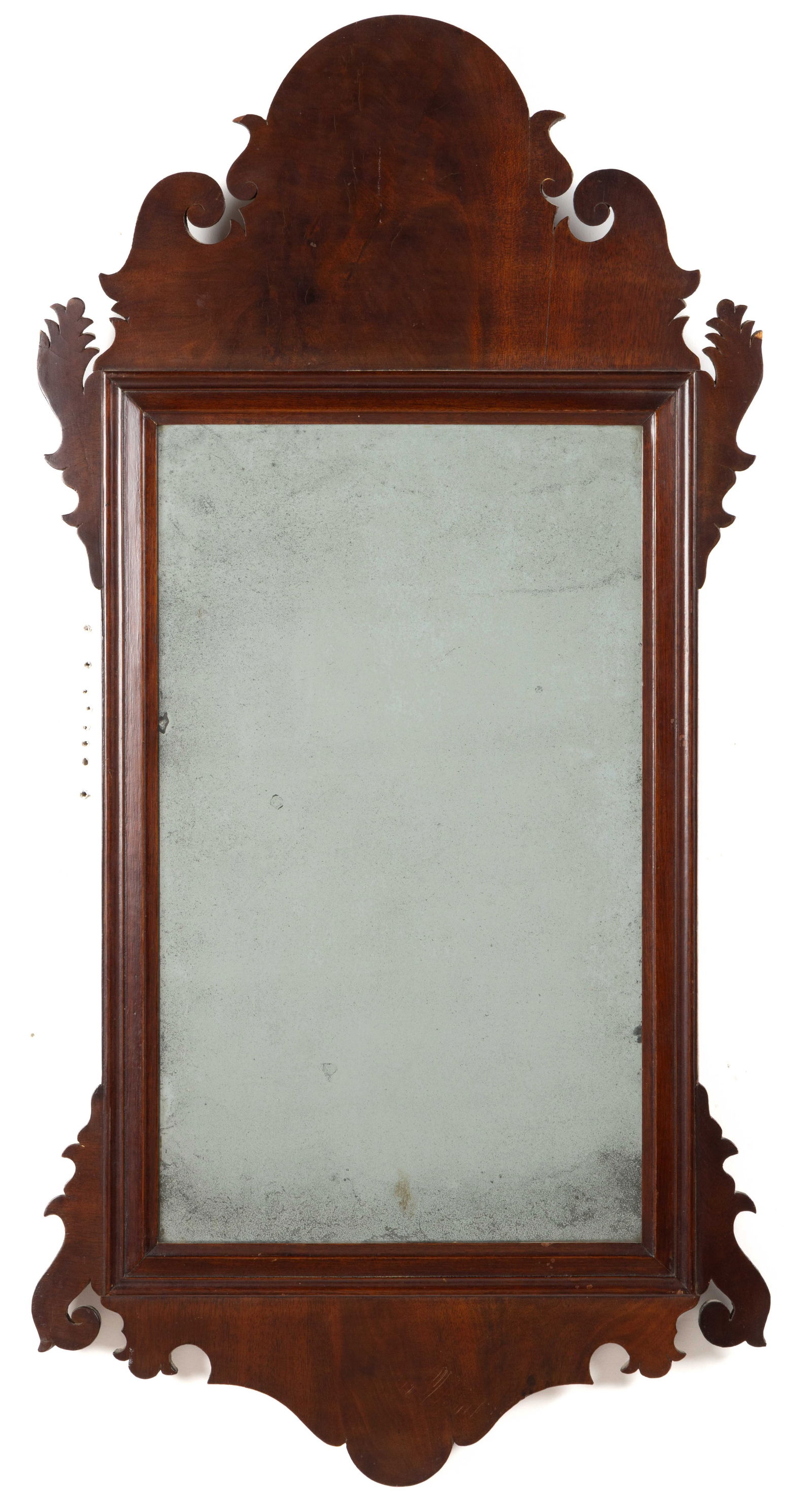 BRITISH GEORGE III / AMERICAN CHIPPENDALE MAHOGANY LOOKING GLASS / WALL MIRROR (1 of 4)