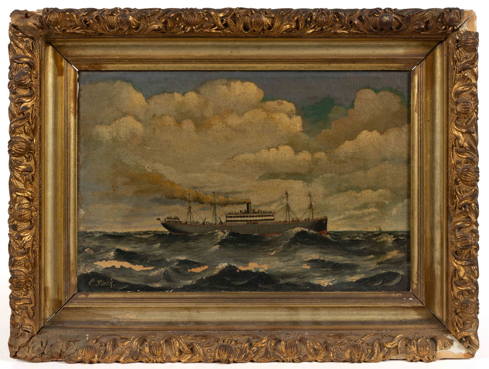 O. PLOCK (AMERICAN, ACTIVE 19TH / 20TH CENTURY) PAINTING OF A STEAMSHIP (1 of 6)
