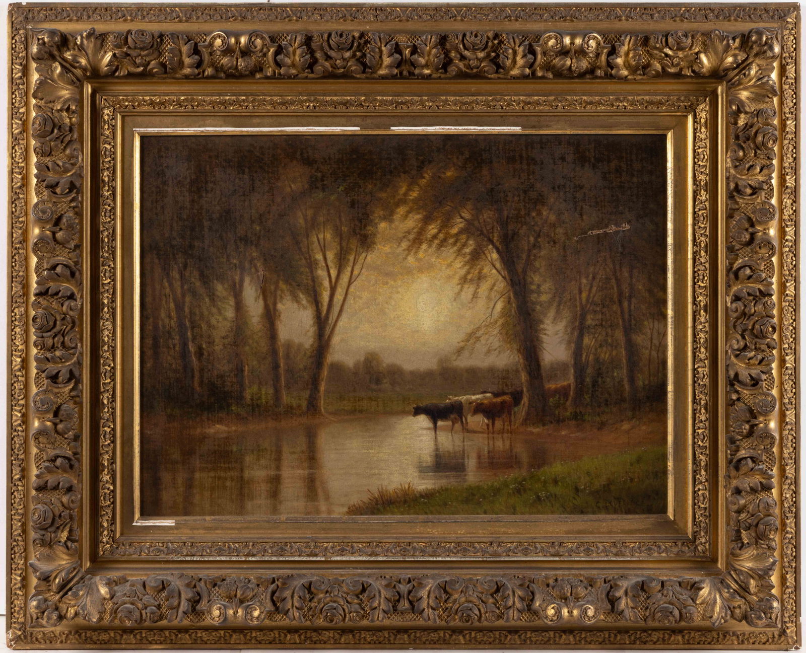 CLINTON LOVERIDGE (AMERICAN, 1824-1902) LANDSCAPE WITH CATTLE (1 of 7)