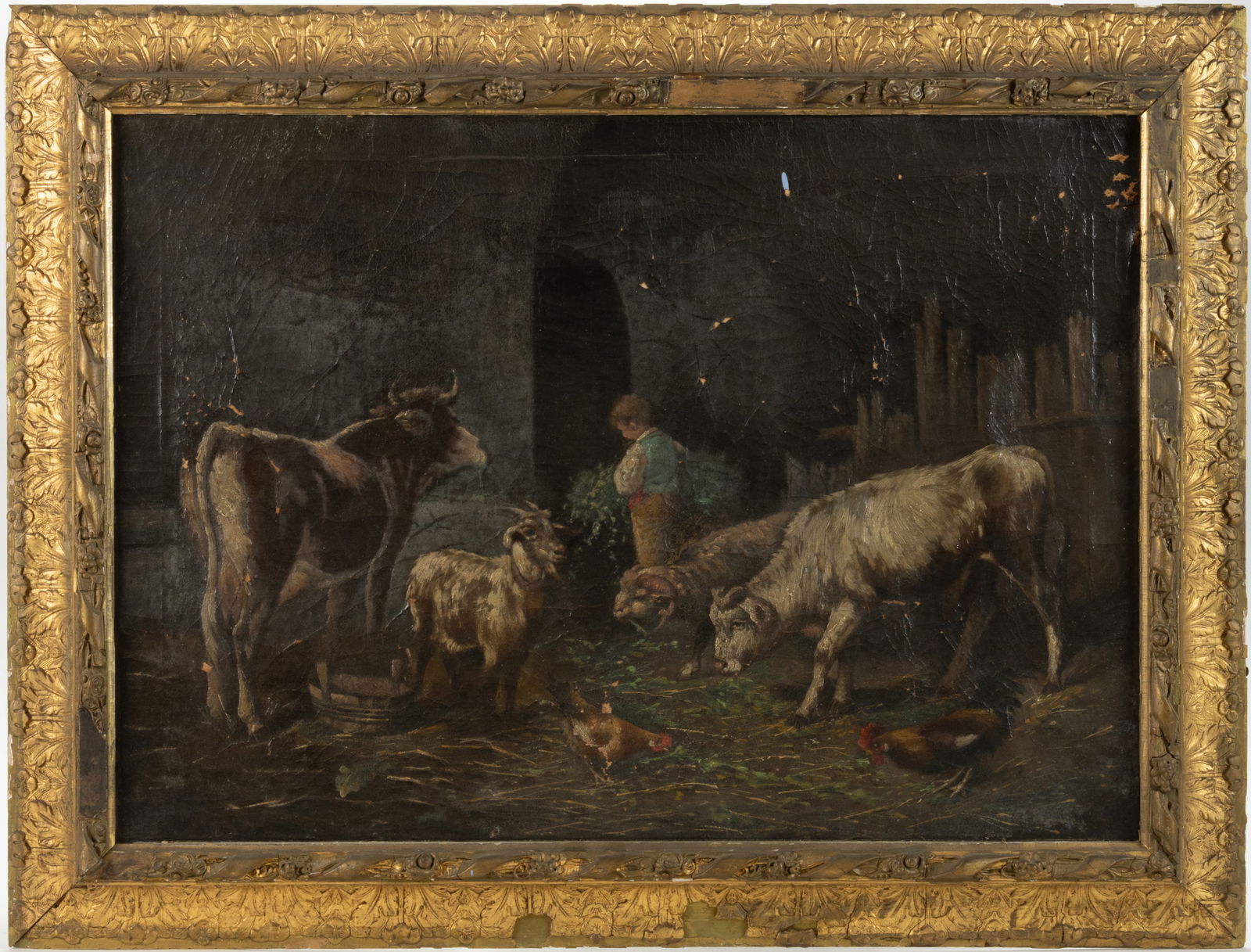AMERICAN SCHOOL (19TH CENTURY) FARMYARD PAINTING (1 of 6)