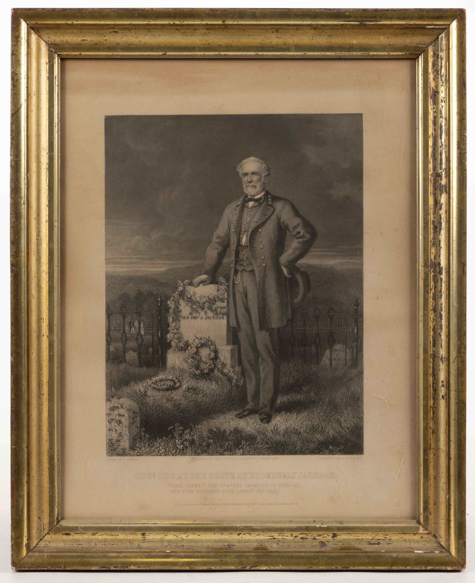 CIVIL WAR CONFEDERATE GEN. ROBERT E. LEE AT JACKSON'S GRAVE PRINT (1 of 2)