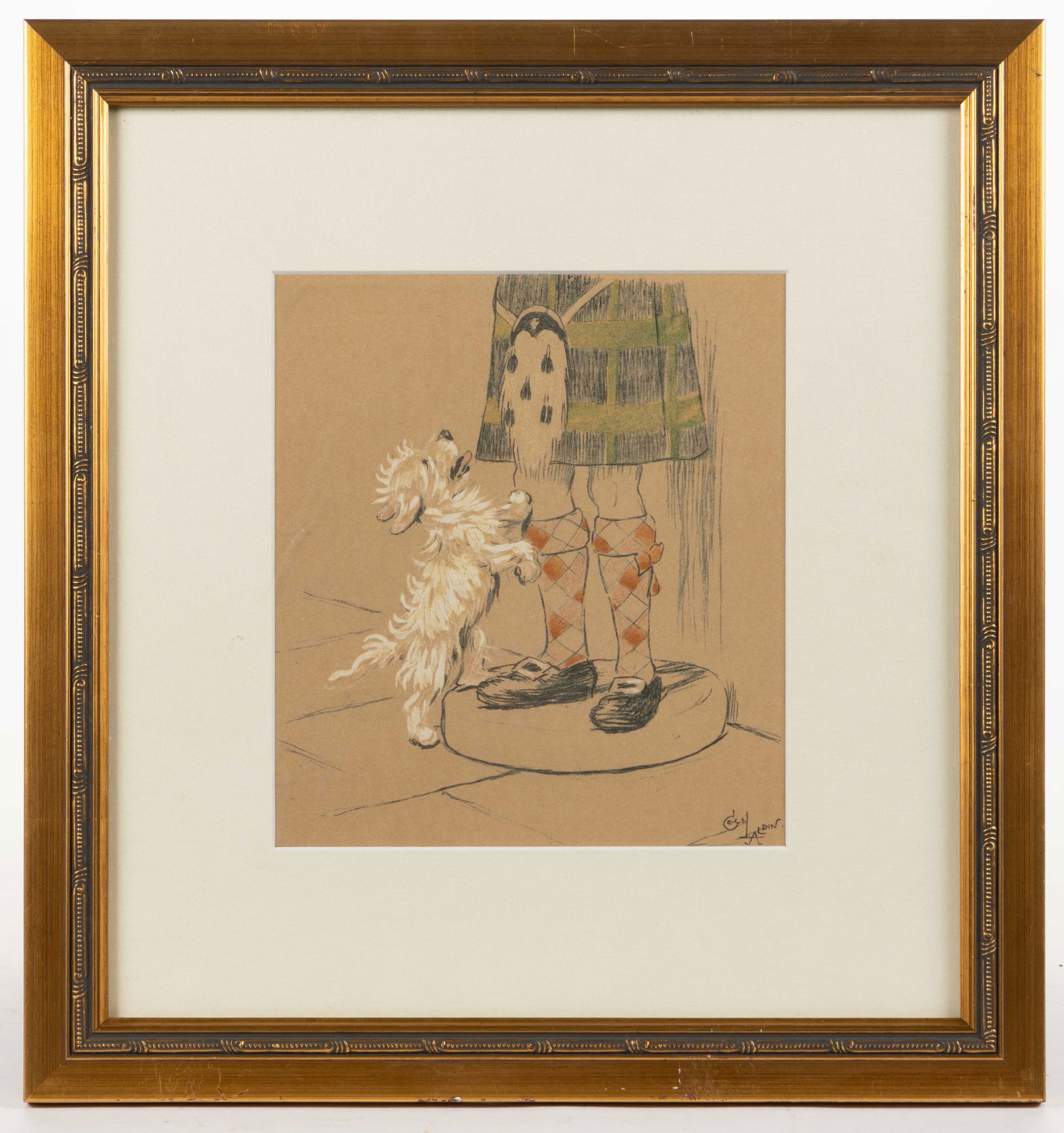 CECIL ALDIN (BRITISH, 1870-1935) "MAC MEETS A SCOTSMAN IN KILT" PRINT (1 of 3)