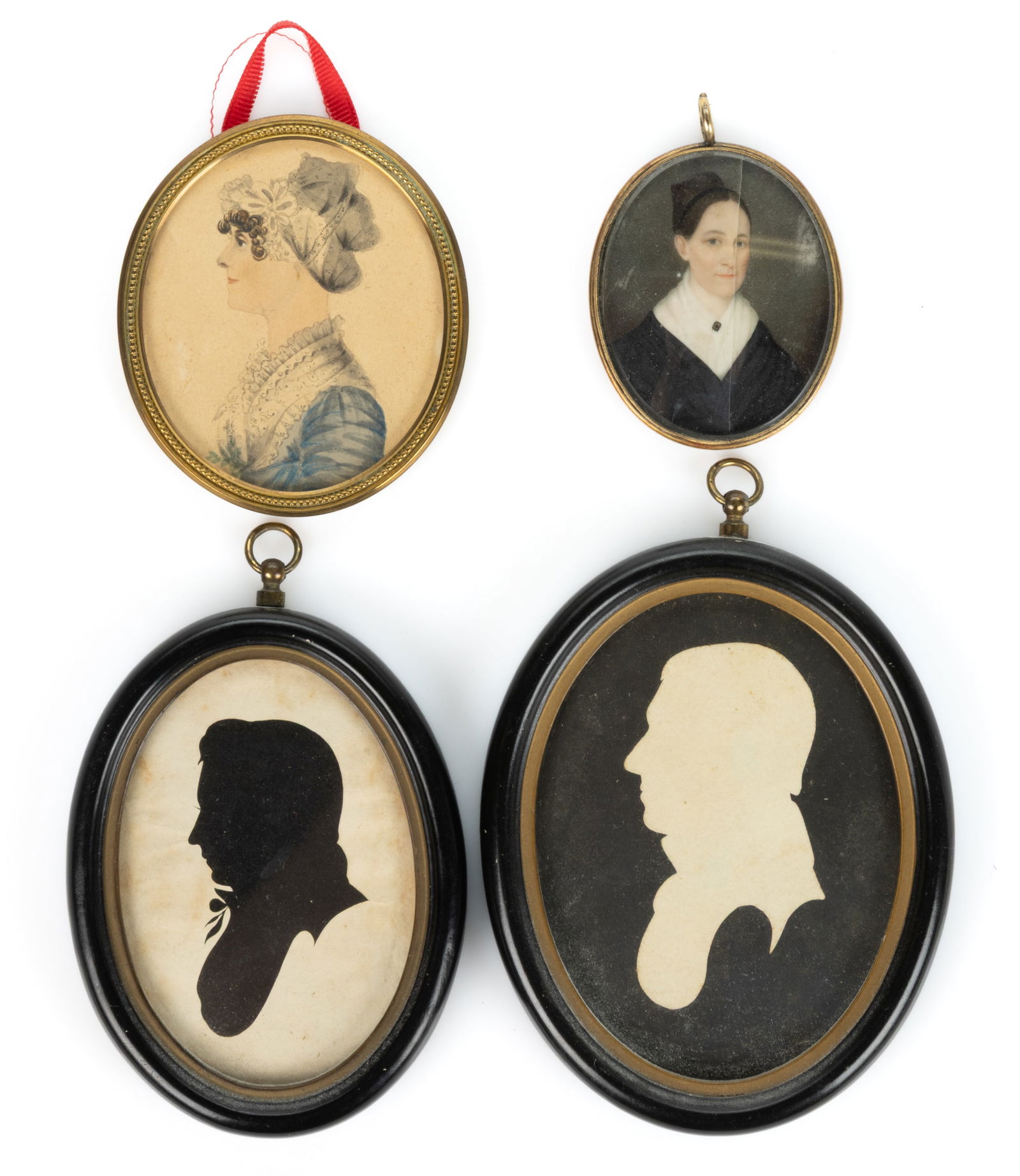 ASSORTED AMERICAN / ENGLISH MINIATURE PORTRAITS AND SILHOUETTES, LOT OF FOUR (1 of 2)