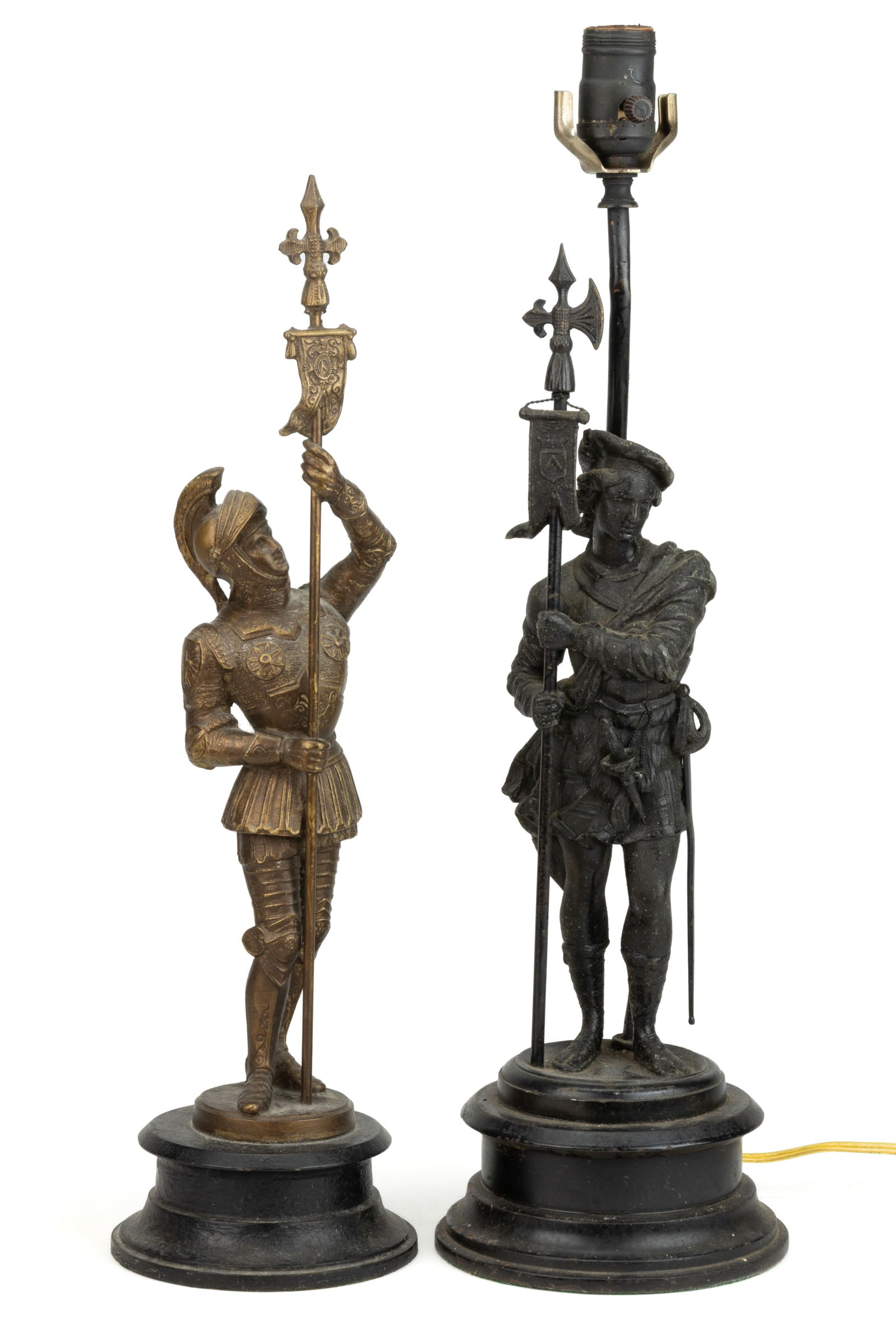 VICTORIAN PATINATED SPELTER STATUE AND LAMP, LOT OF TWO (1 of 2)