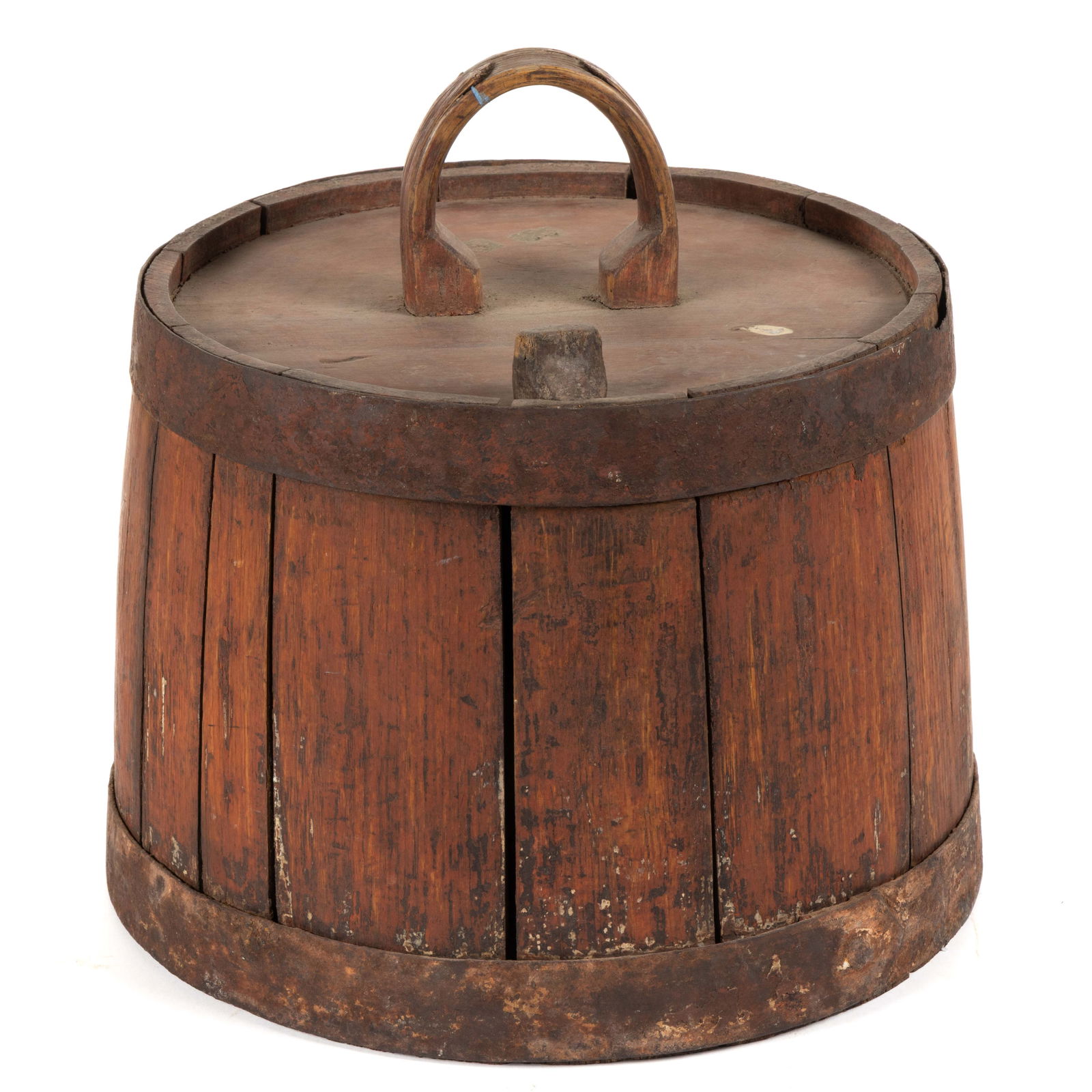 AMERICAN PAINT-DECORATED TREEN COVERED KEG / FIELD CASK / FIRKIN (1 of 5)