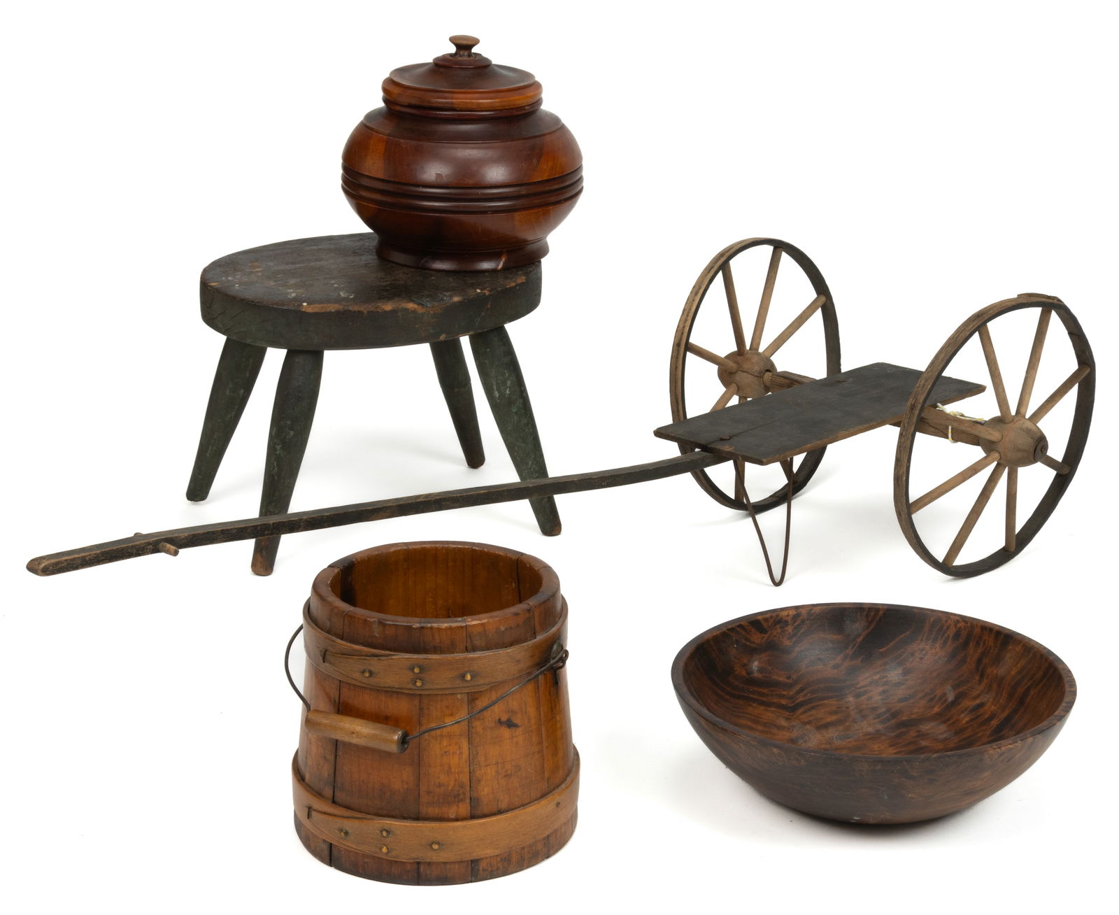 ASSORTED COUNTRY TREEN ARTICLES, LOT OF FIVE (1 of 1)