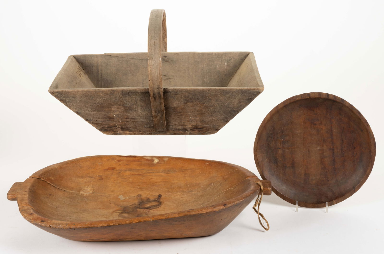 COUNTRY TREENWARE BOWLS AND CARRIER, LOT OF THREE (1 of 2)