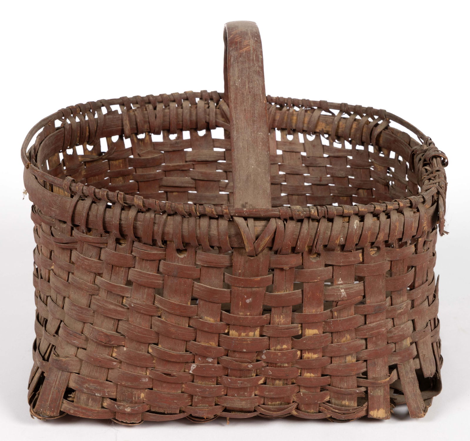 SHENANDOAH VALLEY OF VIRGINIA PAINTED STAVE-TYPE WOVEN-SPLINT GATHERING BASKET (1 of 5)