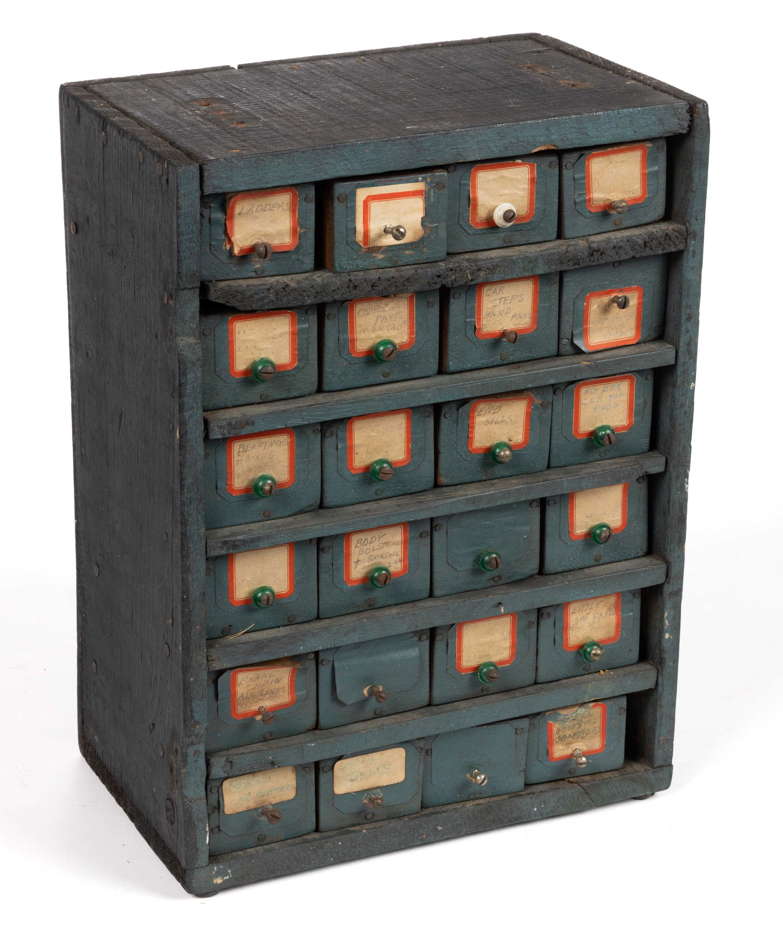 AMERICAN PAINTED PINE DIMINUTIVE HARDWARE / WORK CHEST (1 of 4)