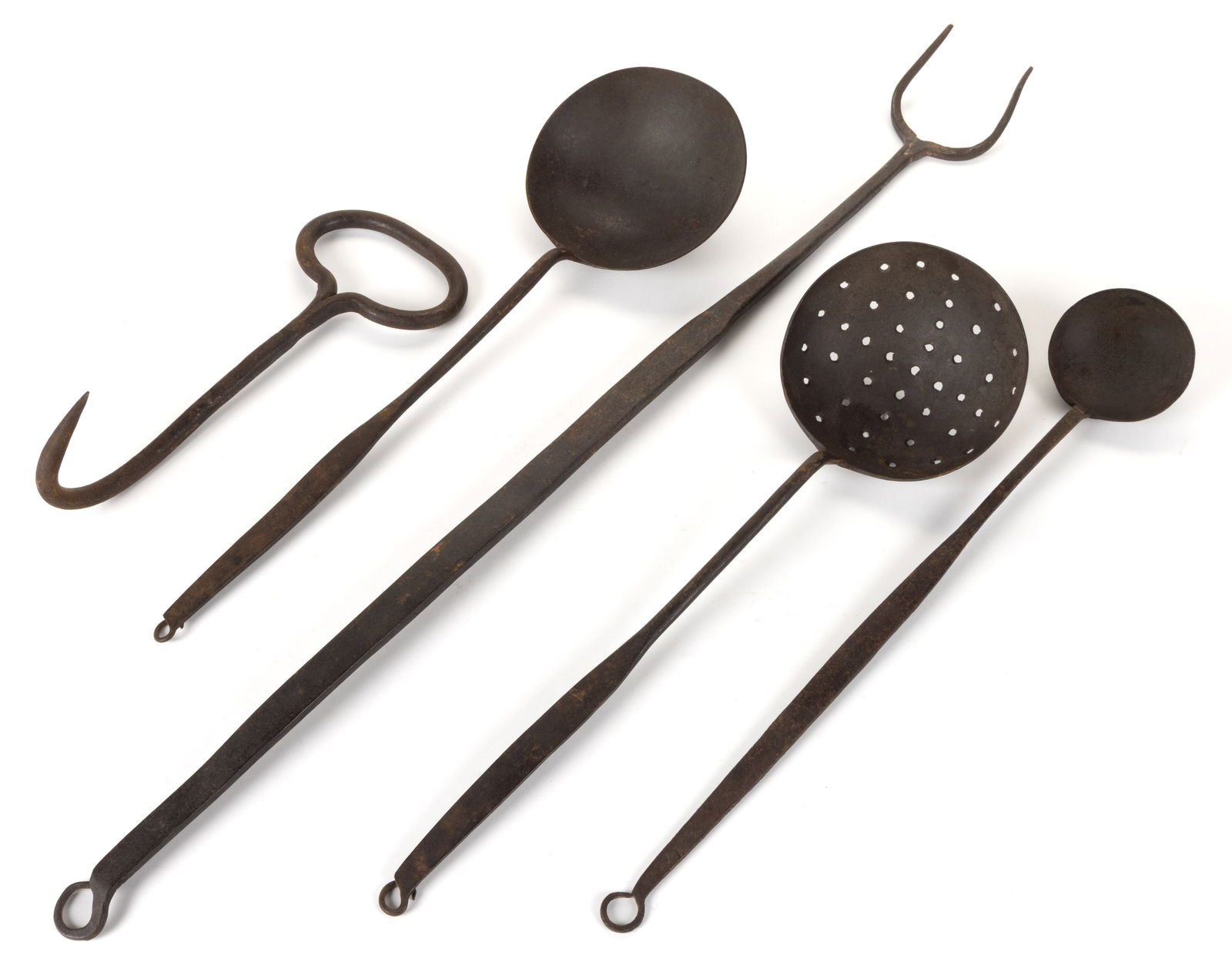 WROUGHT-IRON ASSORTED HEARTH UTENSILS / DOMESTIC ARTICLES, LOT OF FIVE (1 of 1)