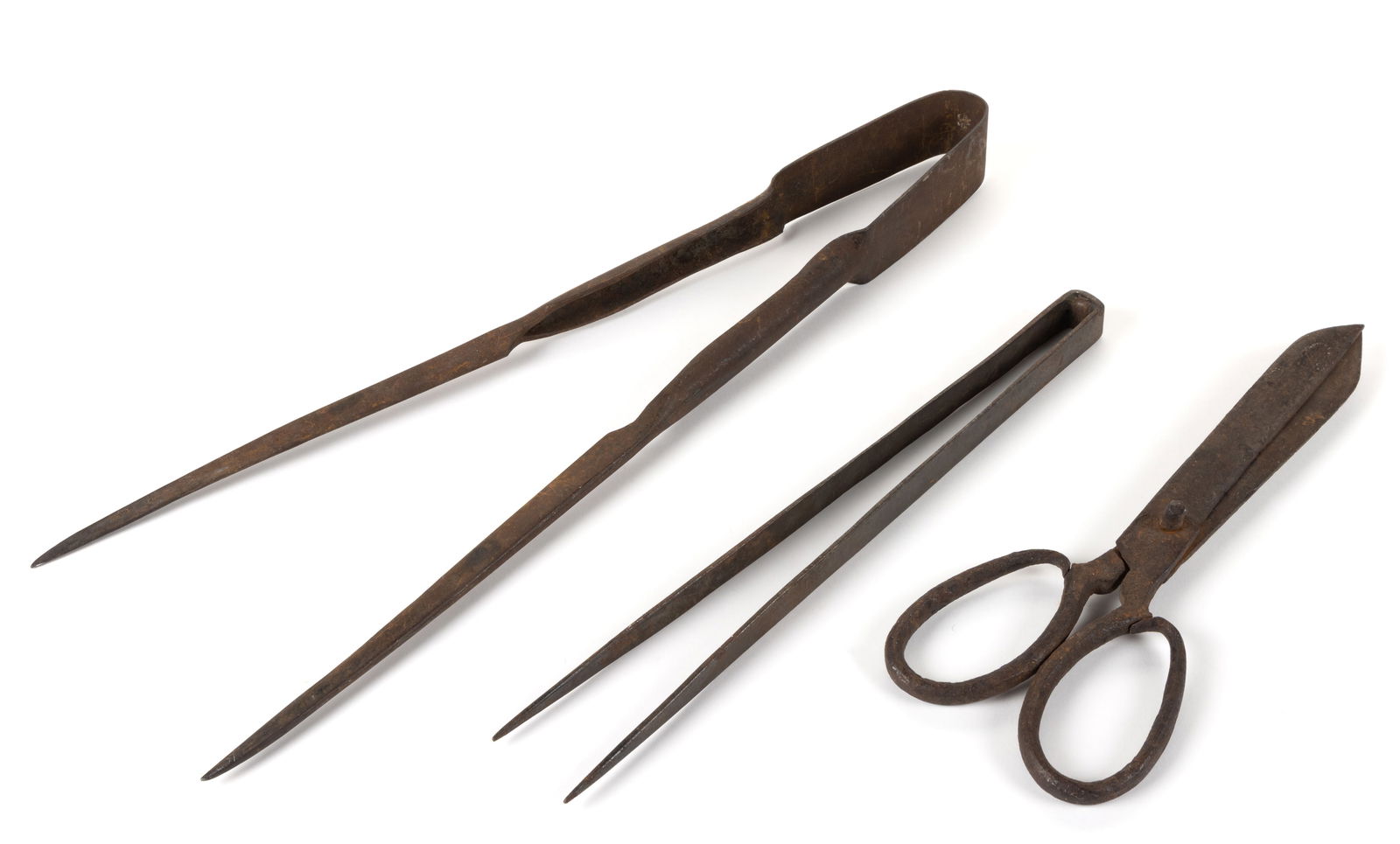 ASSORTED WROUGHT-IRON GLASS BLOWING TOOLS, LOT OF THREE (1 of 1)