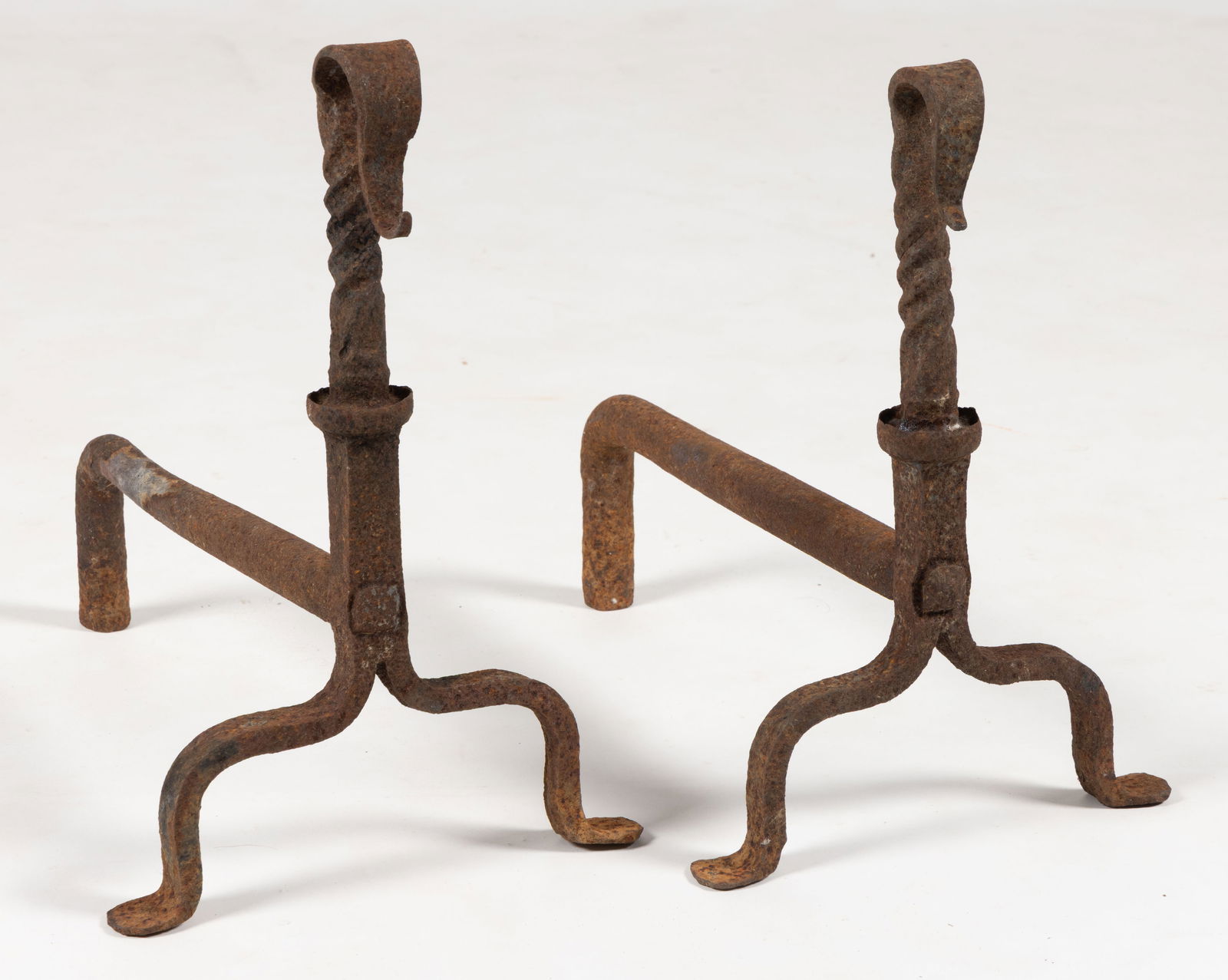 NORTH CAROLINA WROUGHT-IRON PAIR OF ANDIRONS (1 of 2)