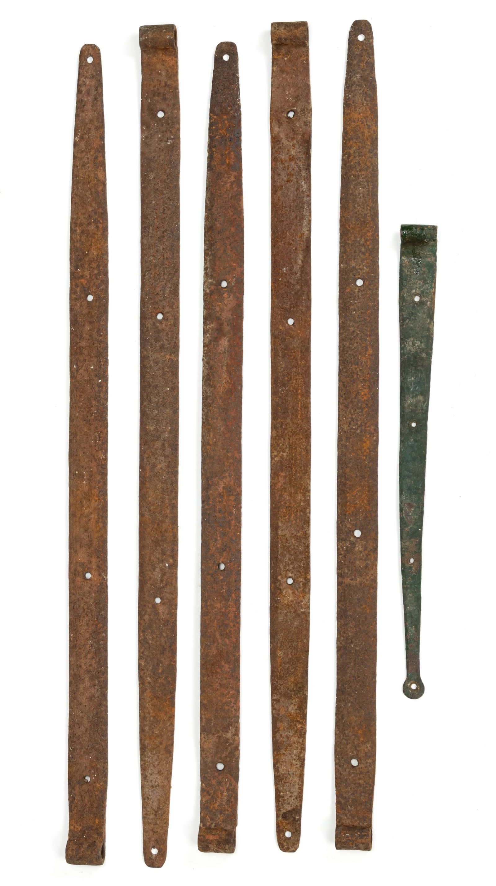 ASSORTED WROUGHT-IRON STRAP HINGES, LOT OF SIX (1 of 1)