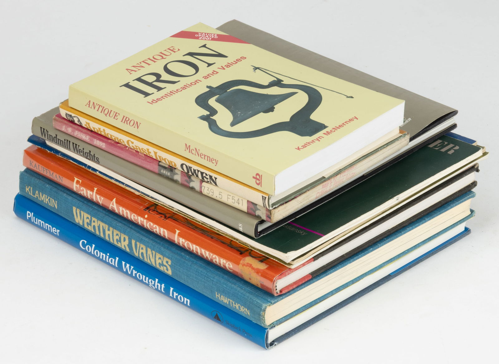 EARLY IRON AND OTHER METALS REFERENCE VOLUMES, LOT OF 11: EARLY IRON AND OTHER METALS REFERENCE VOLUMES, LOT OF 11, including Plummer, Colonial Wrought Iron: The Sorber Collection; Simpson, Windmill Weights; American Historical Catal