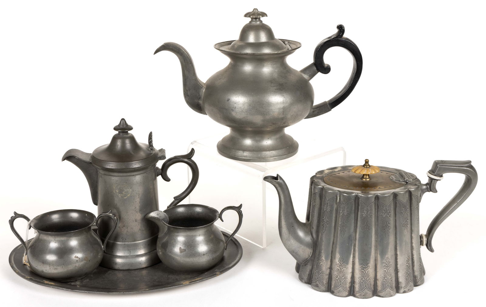 ASSORTED SIGNED PEWTER TABLE ARTICLES, LOT OF SIX (1 of 3)