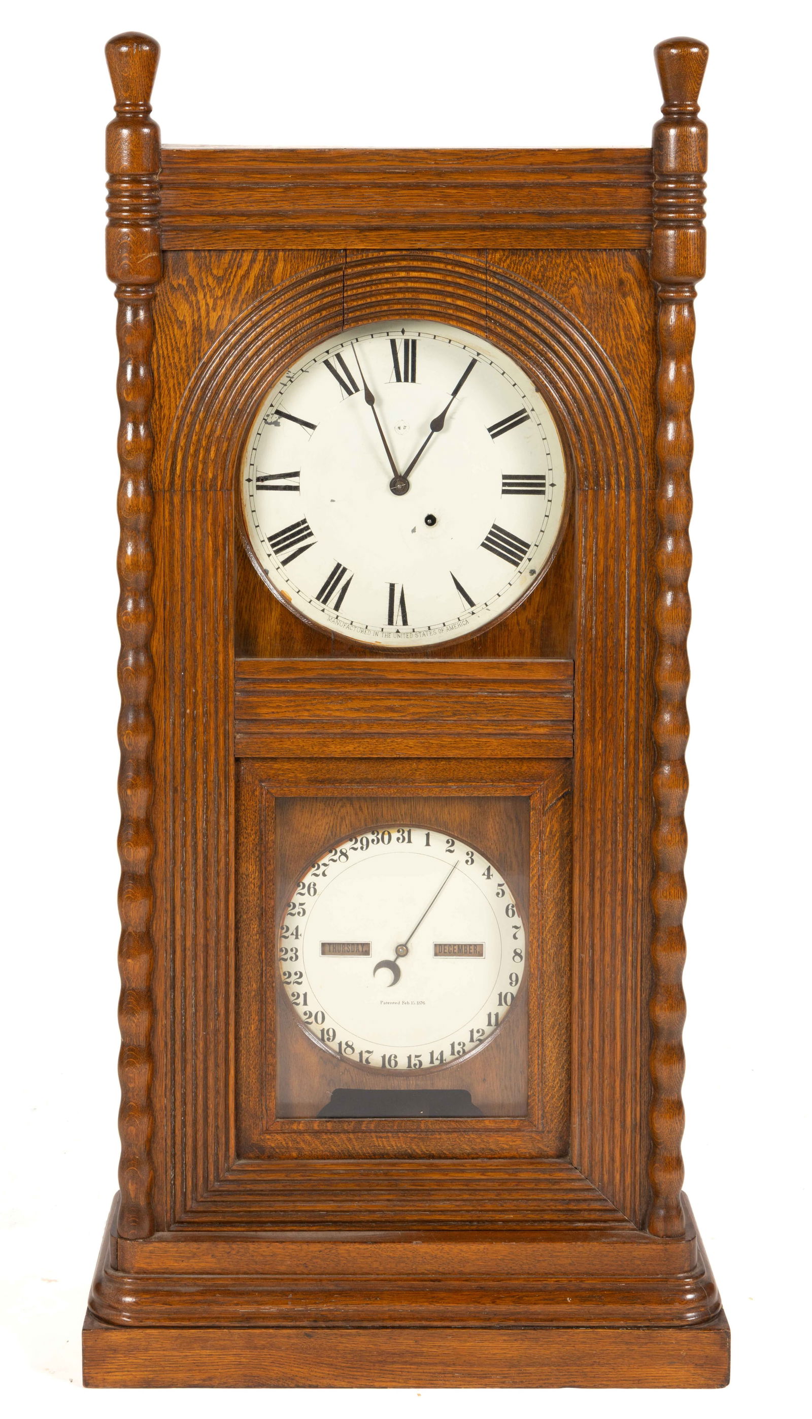 SETH THOMAS CLOCK CO. OAK FASHION SHELF / PARLOR EIGHT-DAY CALENDAR CLOCK (1 of 8)