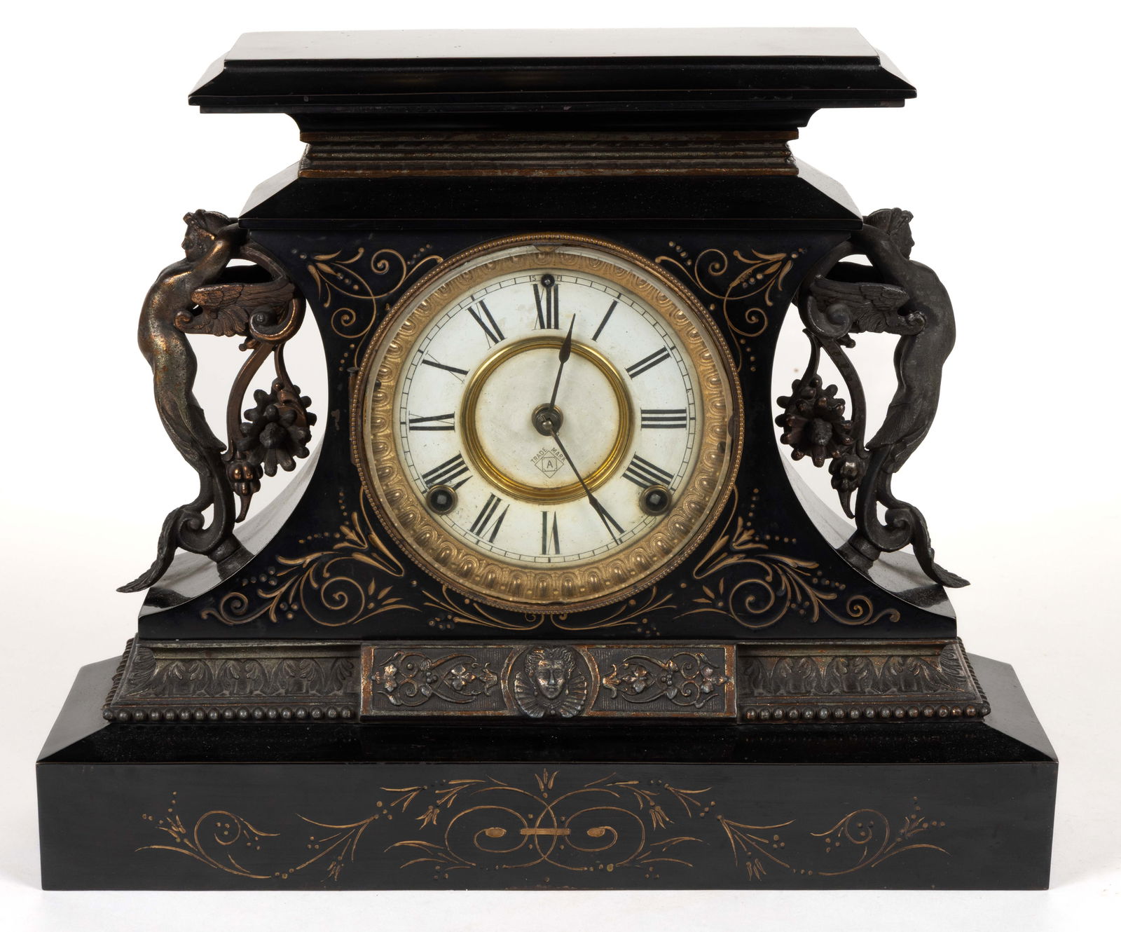 ANSONIA "ROSALIND" ENAMELED CAST-IRON MANTEL CLOCK (1 of 4)