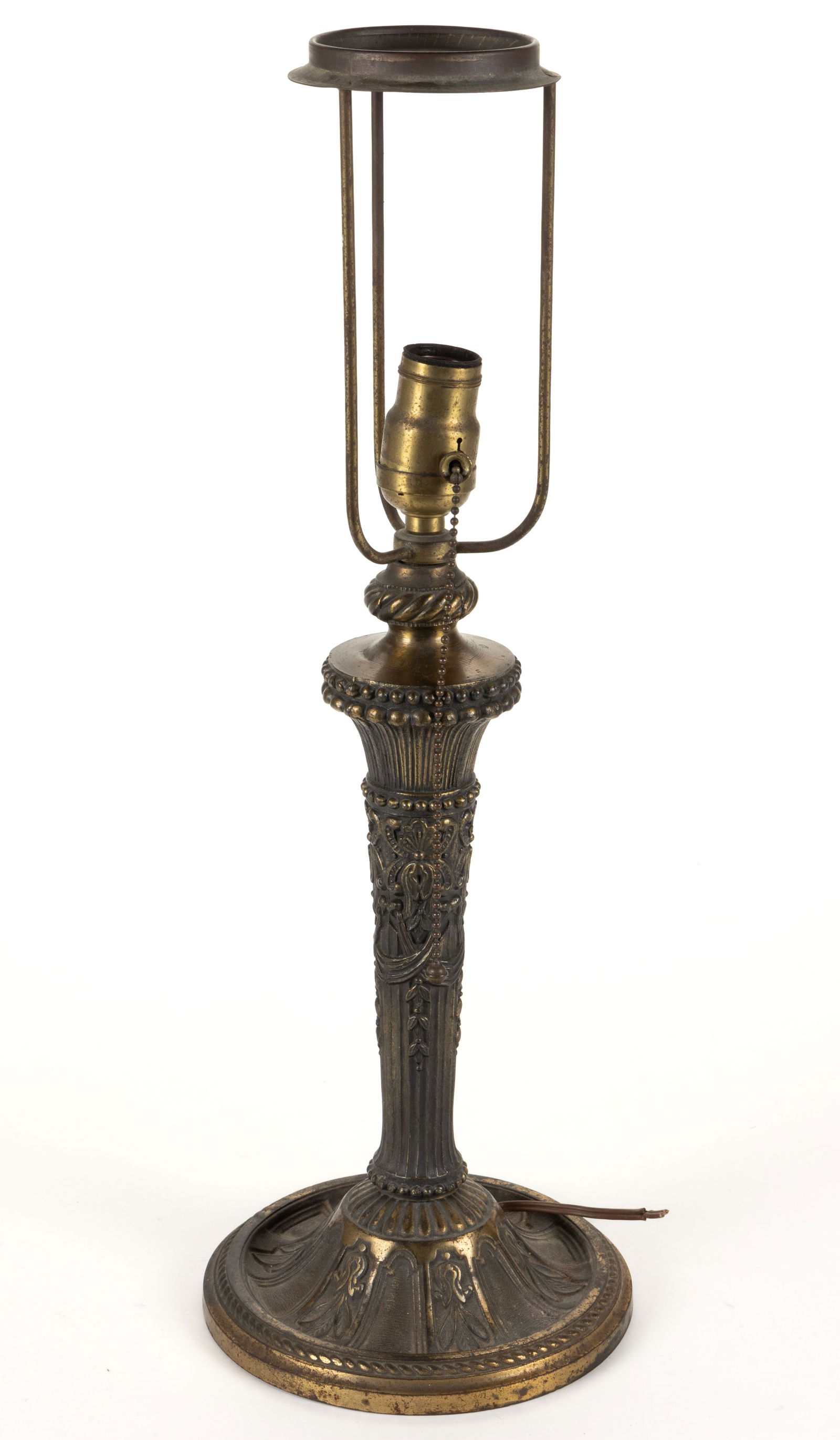 SIGNED SALEM BROTHERS, NY ART NOUVEAU SLAG/LEAD GLASS ELECTRIC TABLE LAMP BASE (1 of 3)