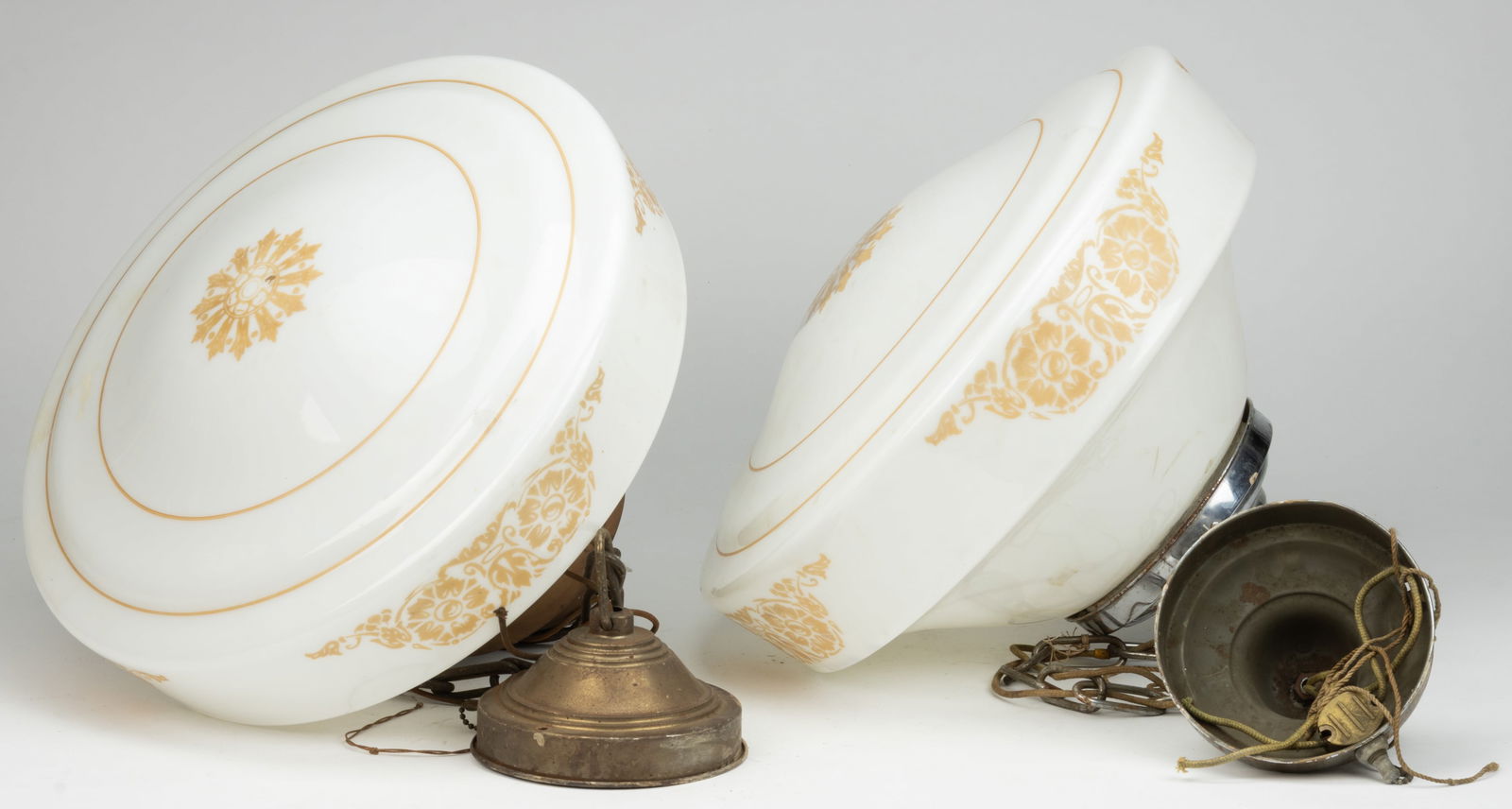 AMERICAN SCHOOLHOUSE PENDANT ELECTRIC LIGHT FIXTURES, LOT OF TWO (1 of 1)