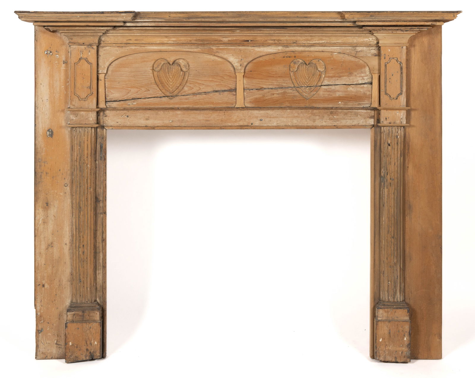 AMERICAN, PROBABLY SOUTHERN, FEDERAL CARVED PINE AND POPLAR MANTEL (1 of 4)