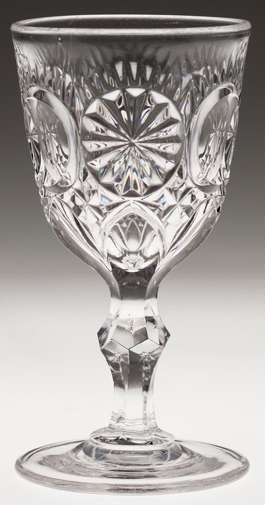 CHILSON GOBLET: CHILSON GOBLET, colorless lead glass, polished pontil mark. Third quarter 19th century. 6 3/4" H. Provenance: Collection of Virginia & Vladimir Weiss, Audubon, PA.