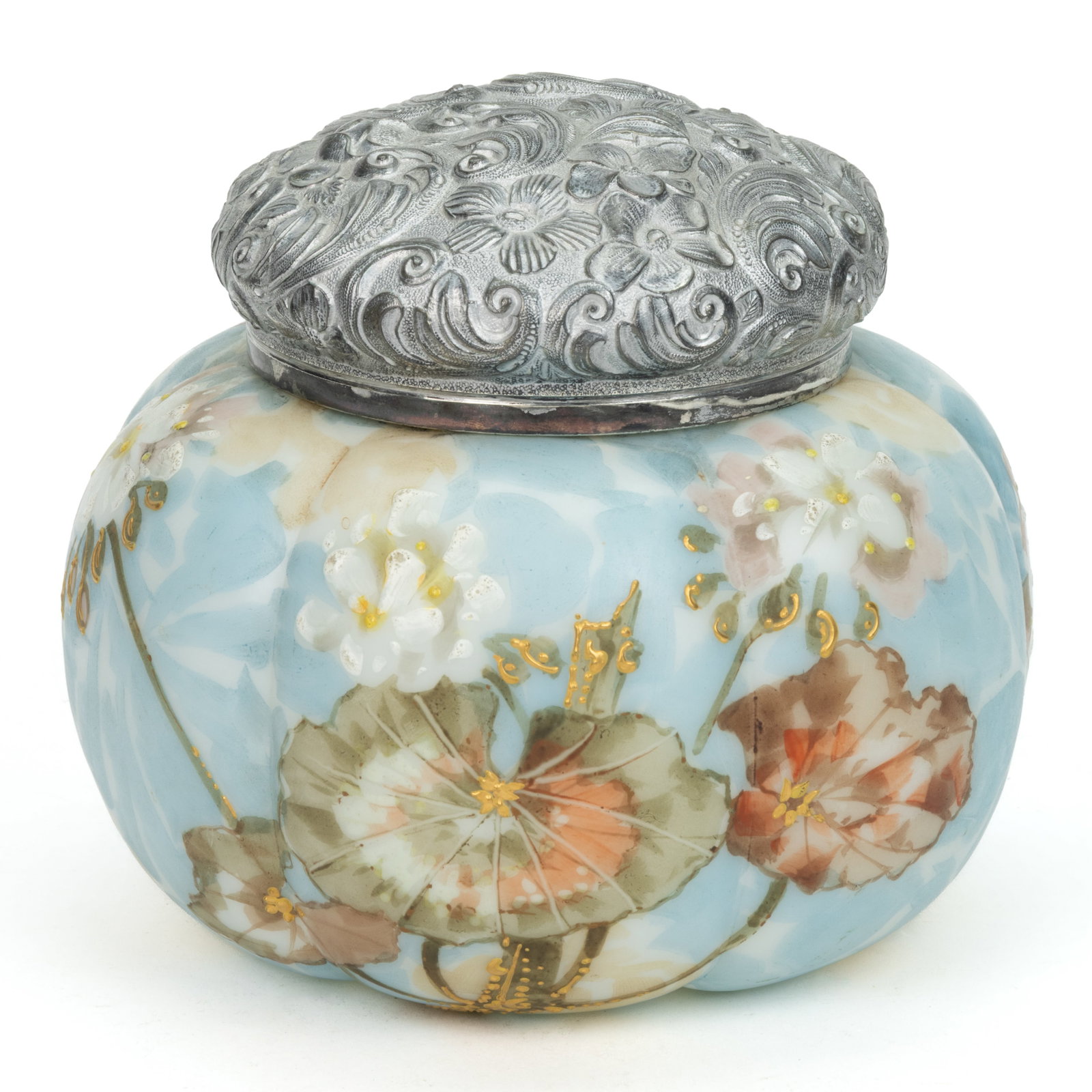MT. WASHINGTON CROWN MILANO ATTRIBUTED ART GLASS CRACKER JAR (1 of 2)