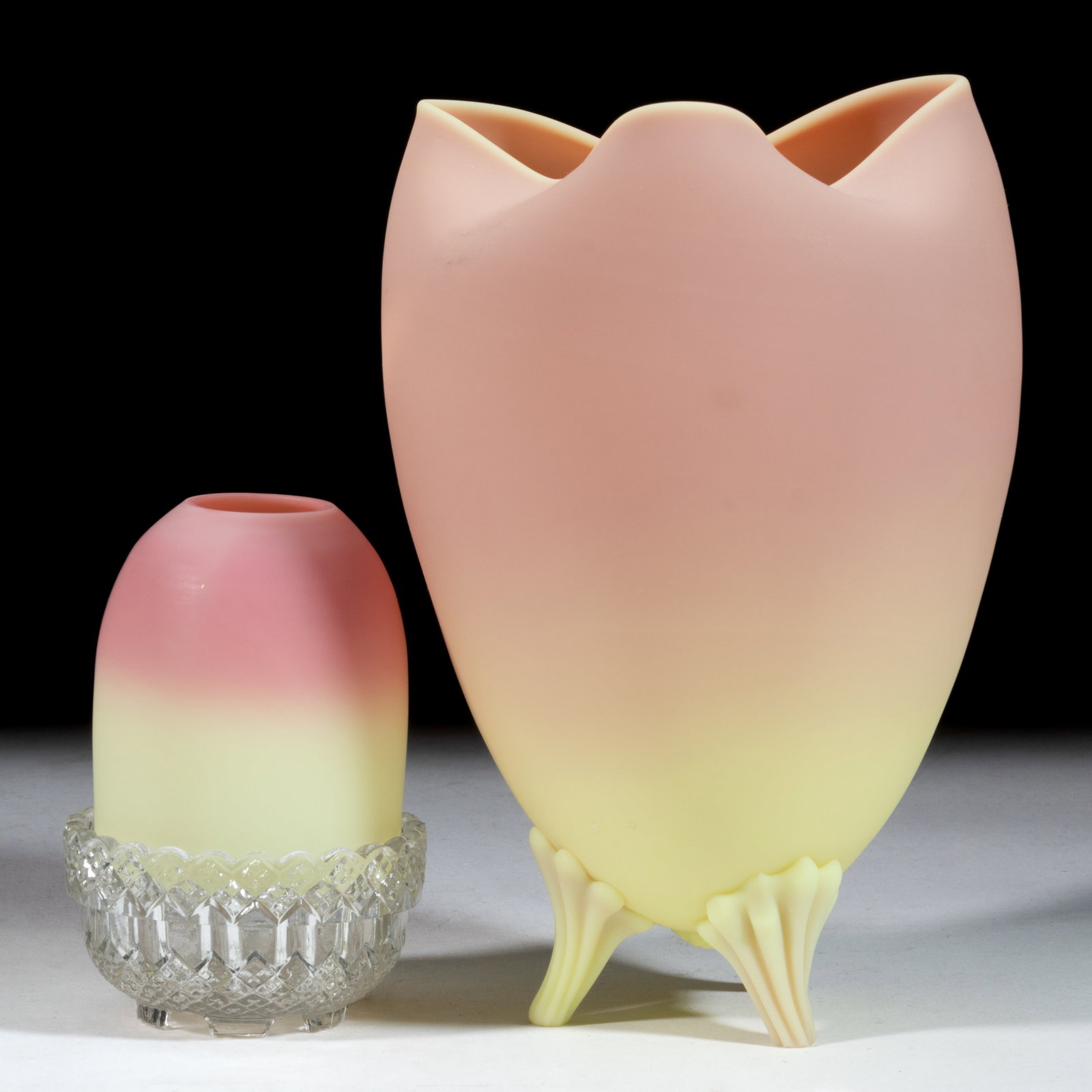 MT. WASHINGTON BURMESE ART GLASS ARTICLES, LOT OF TWO (1 of 1)